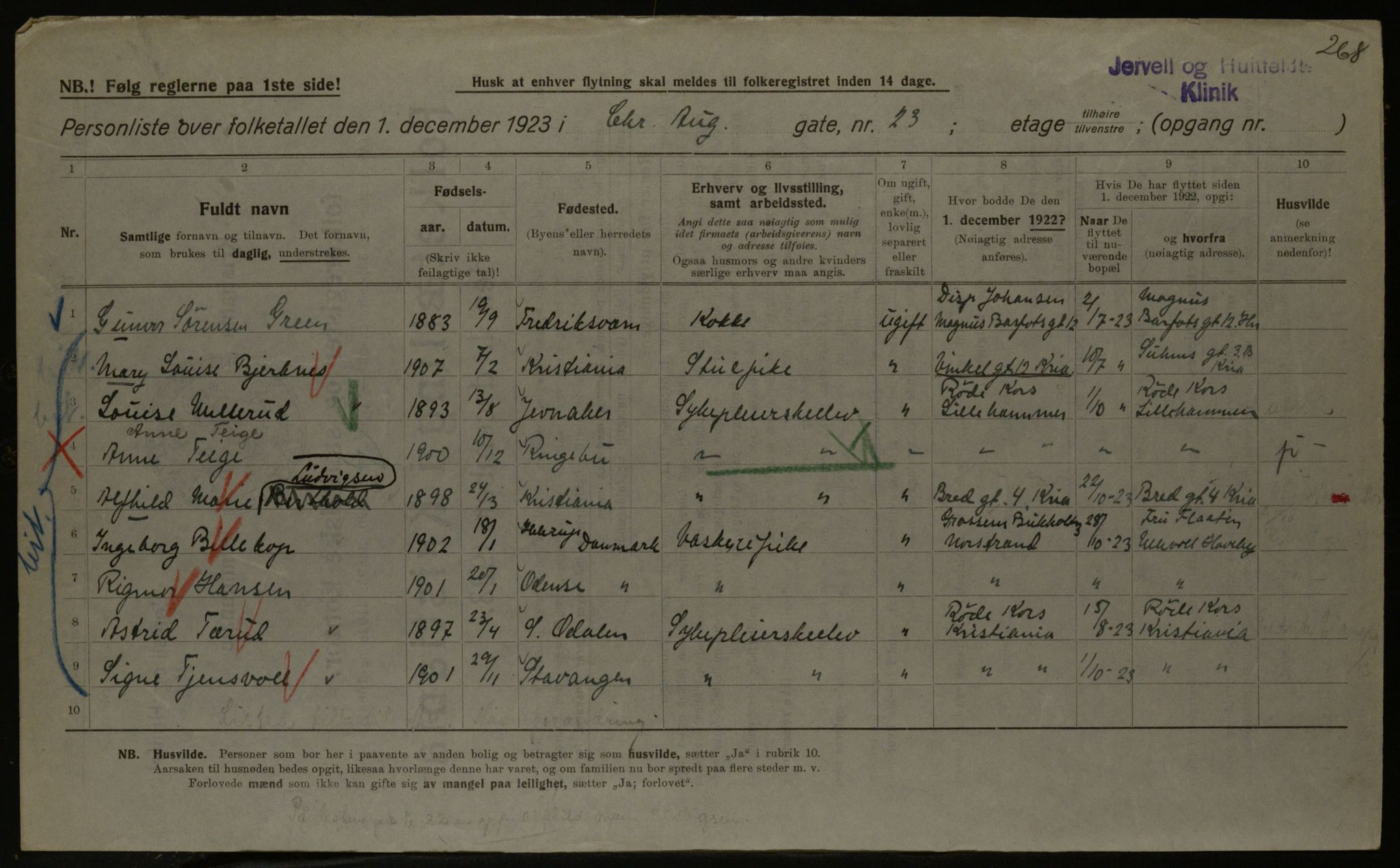 OBA, Kommunal folketelling 1.12.1923 for Kristiania, 1923, s. 60740