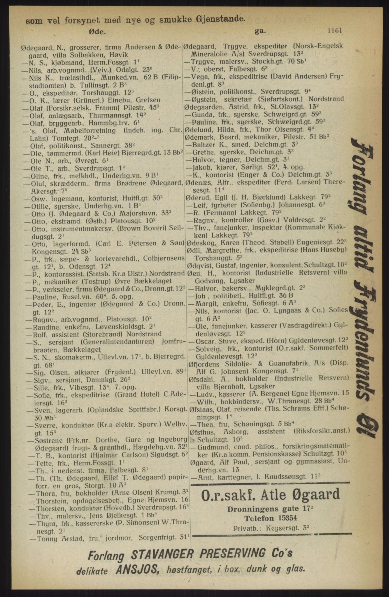 Kristiania/Oslo adressebok, PUBL/-, 1914, s. 1161