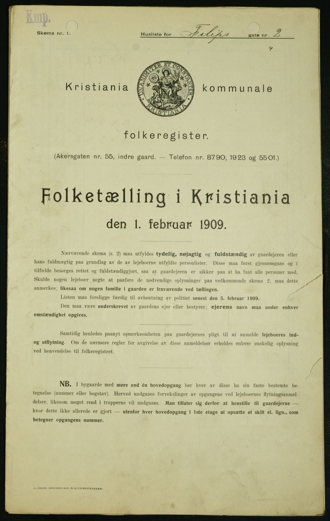 OBA, Kommunal folketelling 1.2.1909 for Kristiania kjøpstad, 1909, s. 21877