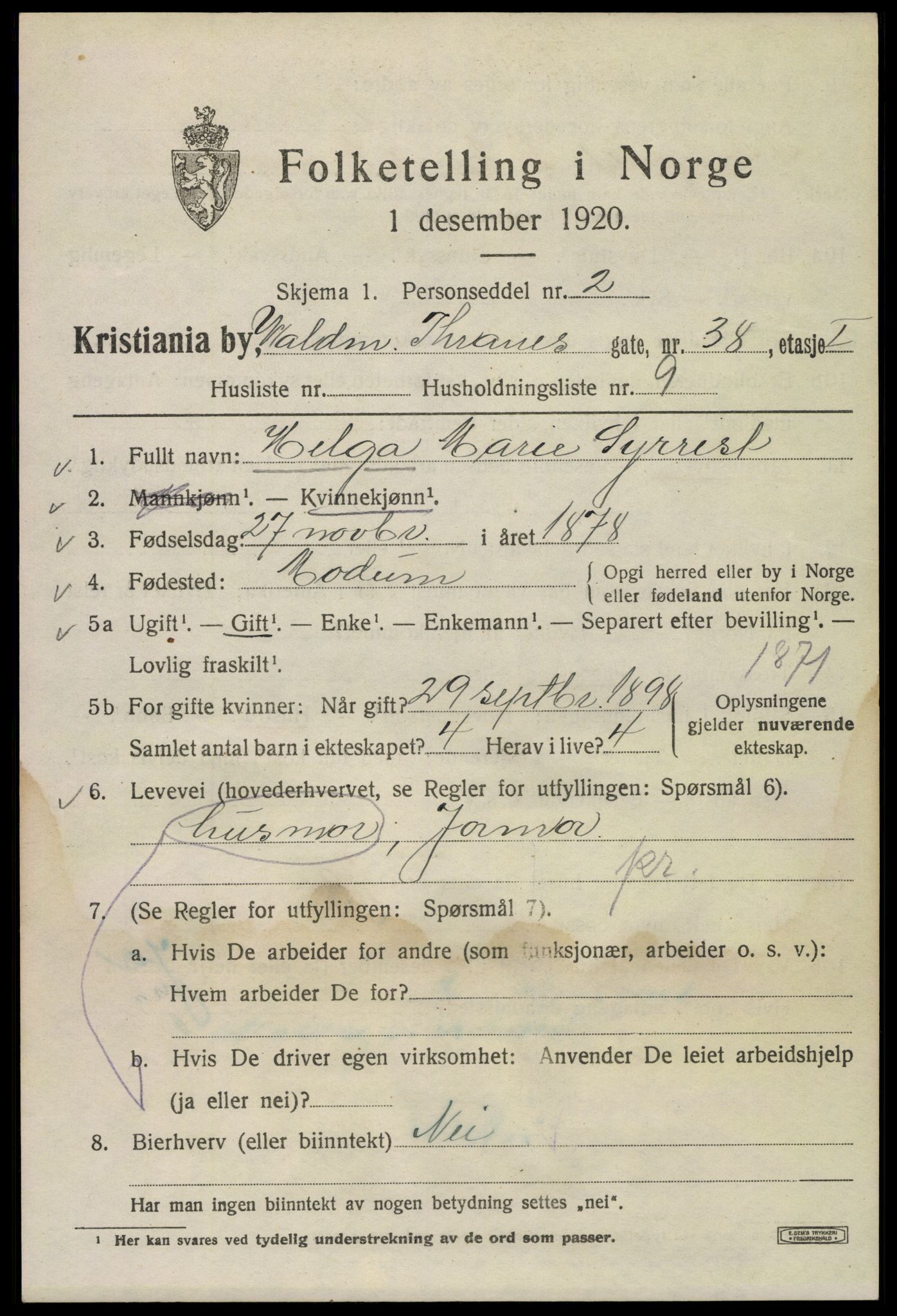 SAO, Folketelling 1920 for 0301 Kristiania kjøpstad, 1920, s. 647355
