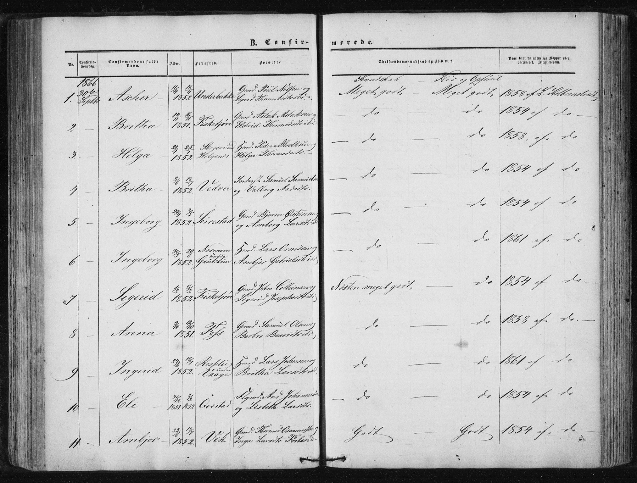 Suldal sokneprestkontor, AV/SAST-A-101845/01/IV/L0009: Ministerialbok nr. A 9, 1854-1868