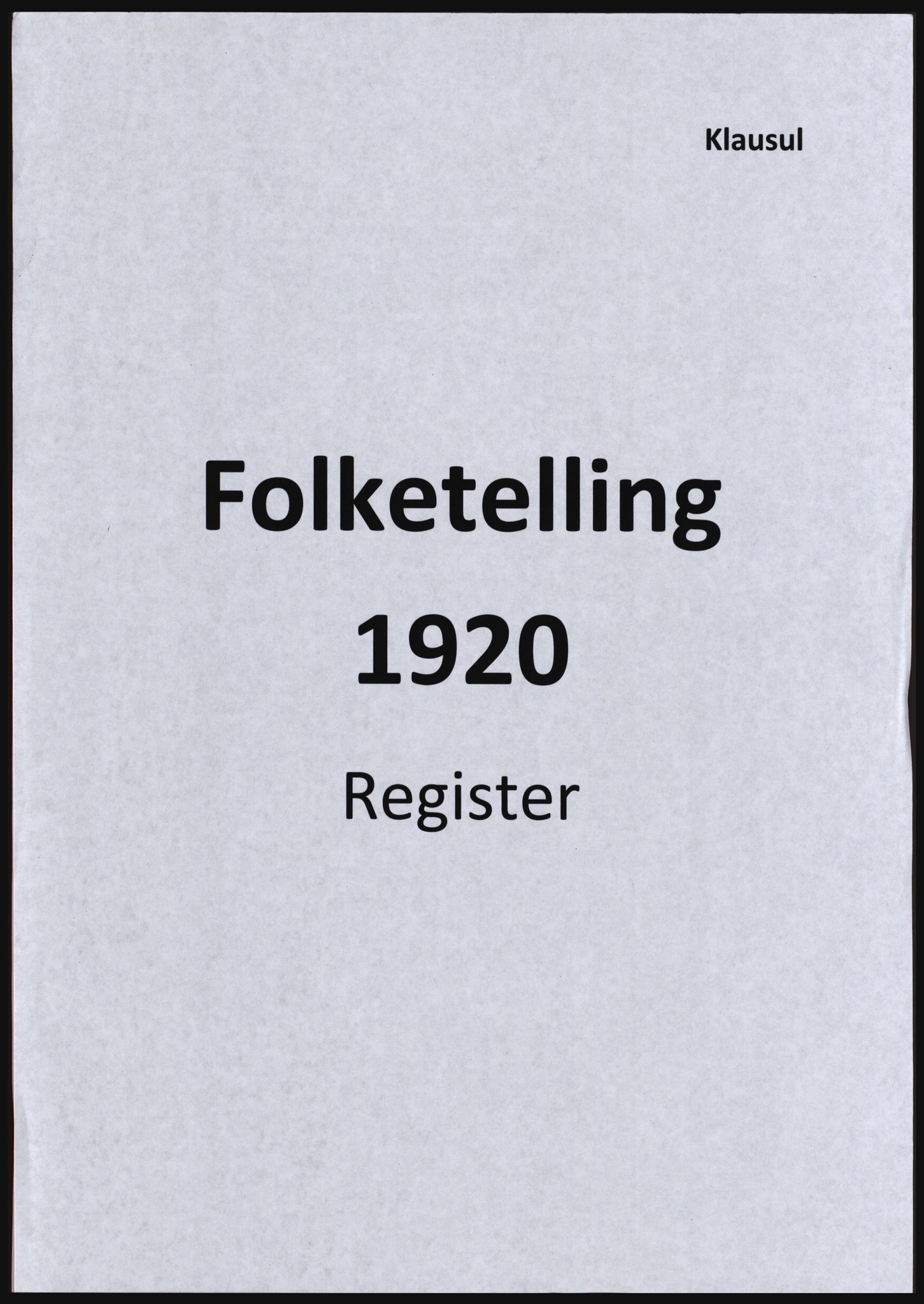 SAST, Avskrift av folketellingen 1920 for Karmøy, 1920, s. 1