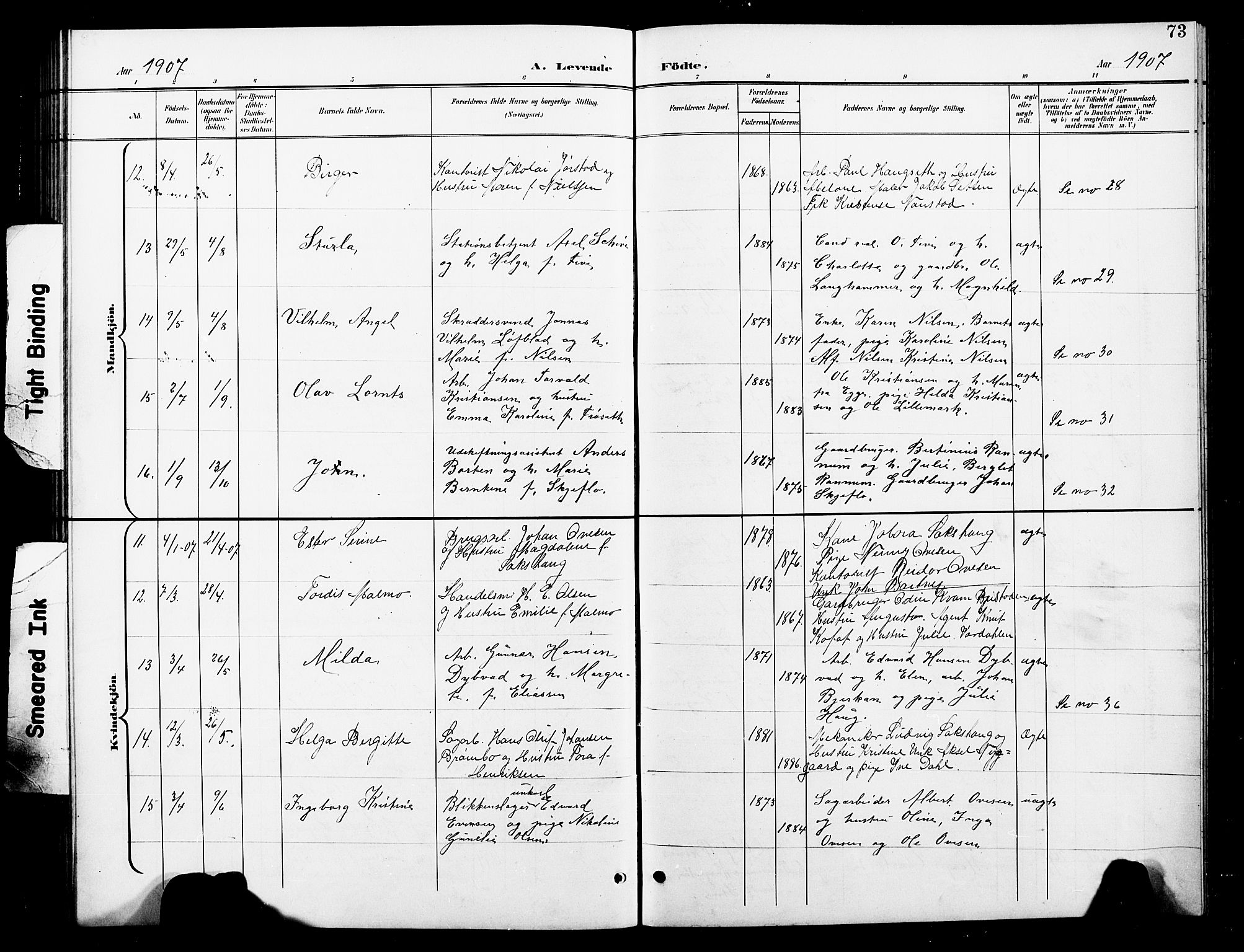 Ministerialprotokoller, klokkerbøker og fødselsregistre - Nord-Trøndelag, SAT/A-1458/739/L0375: Klokkerbok nr. 739C03, 1898-1908, s. 73