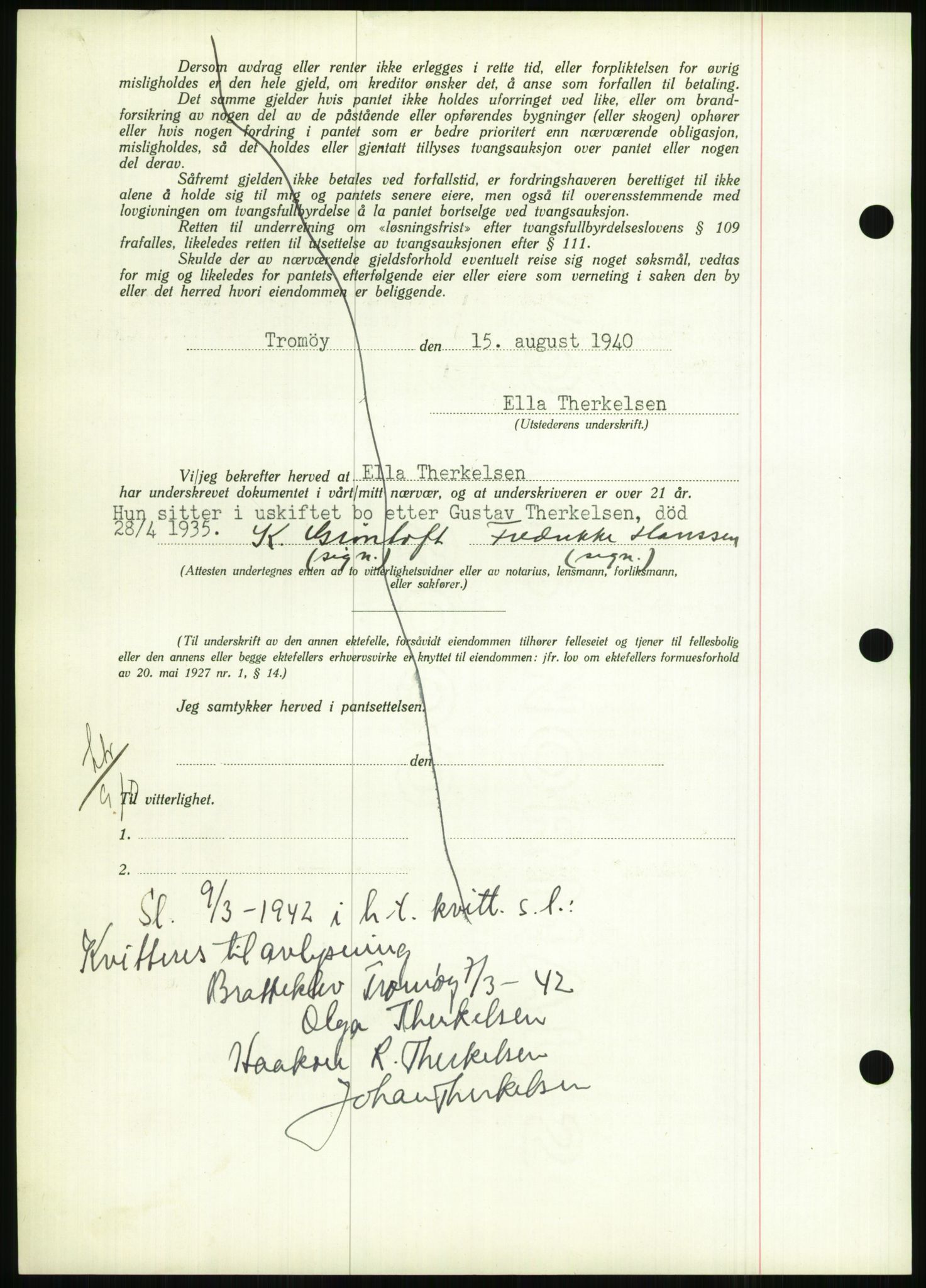 Nedenes sorenskriveri, AV/SAK-1221-0006/G/Gb/Gbb/L0001: Pantebok nr. I, 1939-1942, Dagboknr: 573/1940