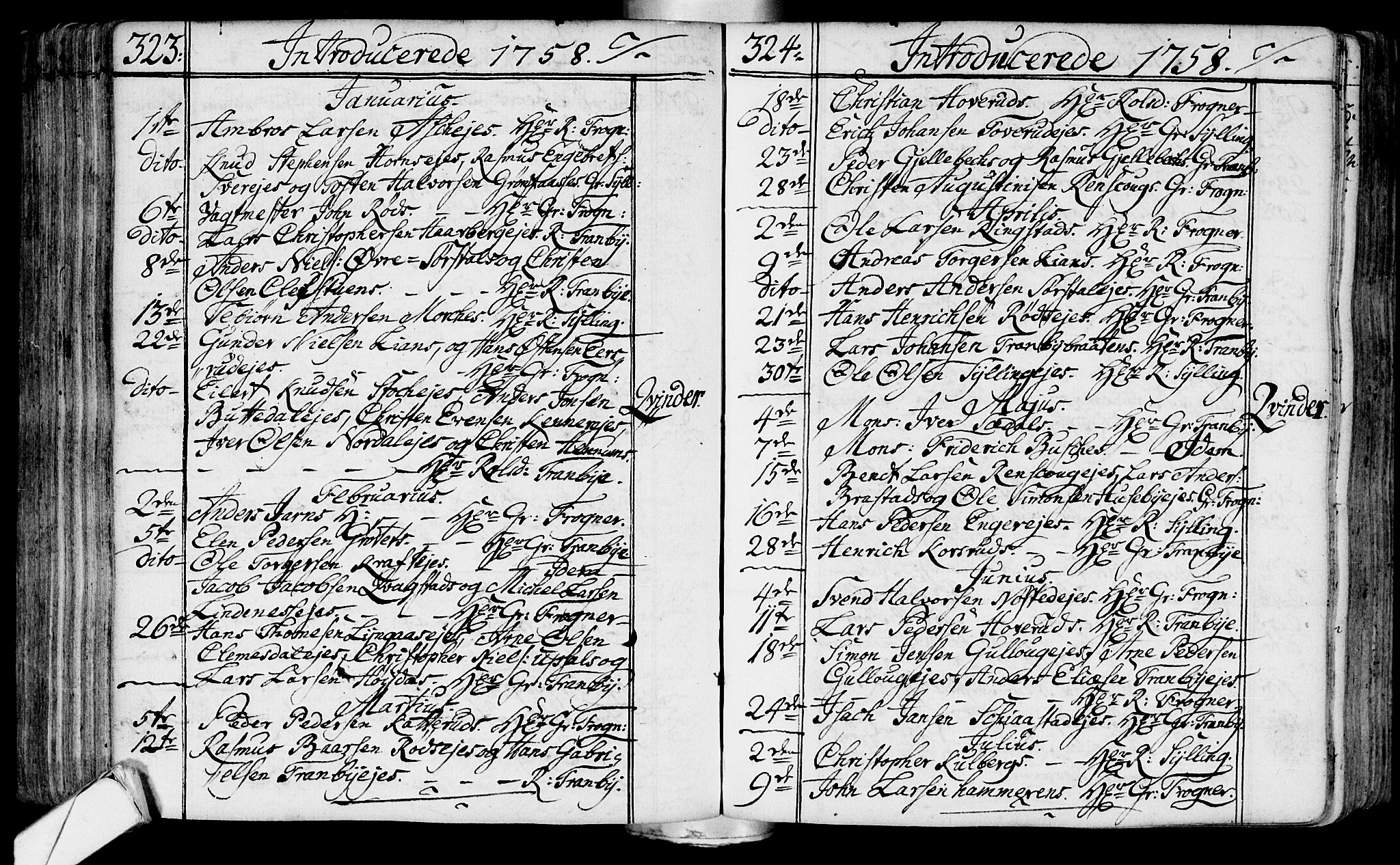 Lier kirkebøker, SAKO/A-230/F/Fa/L0004: Ministerialbok nr. I 4, 1749-1764, s. 323-324