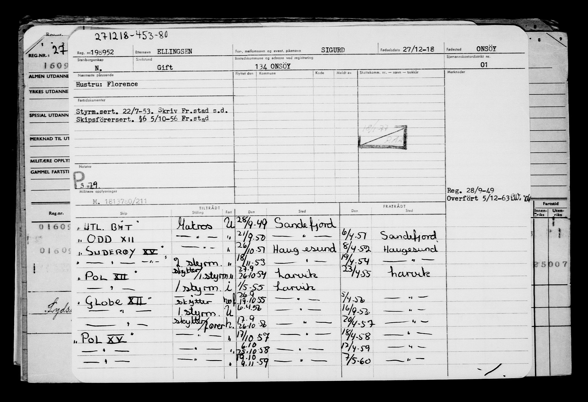 Direktoratet for sjømenn, AV/RA-S-3545/G/Gb/L0165: Hovedkort, 1918-1919, s. 154