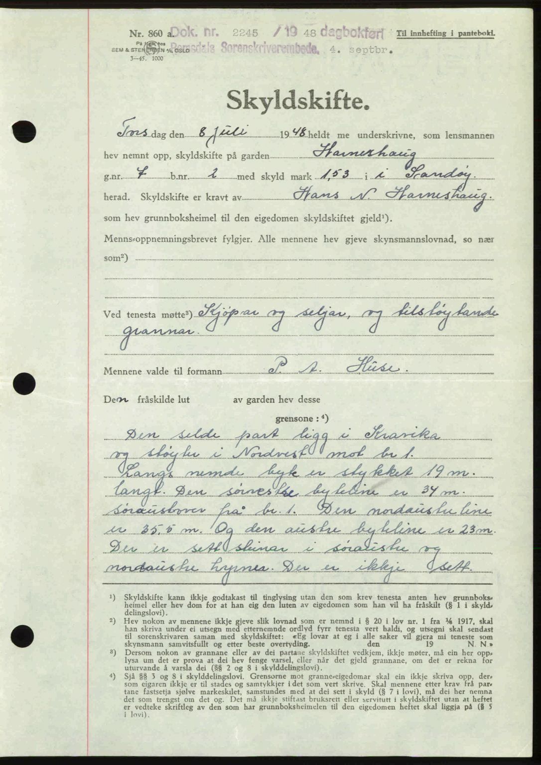 Romsdal sorenskriveri, SAT/A-4149/1/2/2C: Pantebok nr. A27, 1948-1948, Dagboknr: 2245/1948