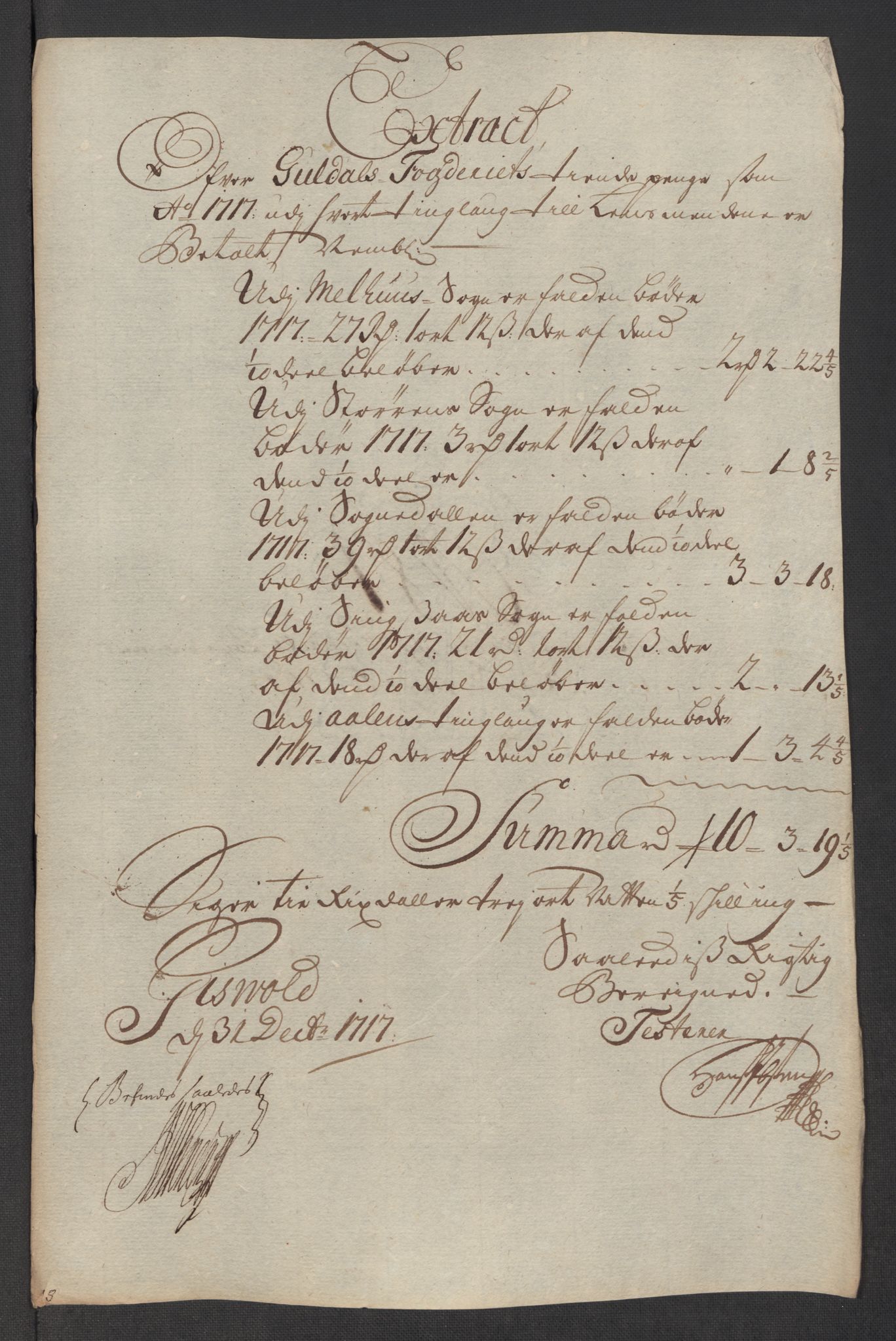 Rentekammeret inntil 1814, Reviderte regnskaper, Fogderegnskap, RA/EA-4092/R60/L3969: Fogderegnskap Orkdal og Gauldal, 1717, s. 542