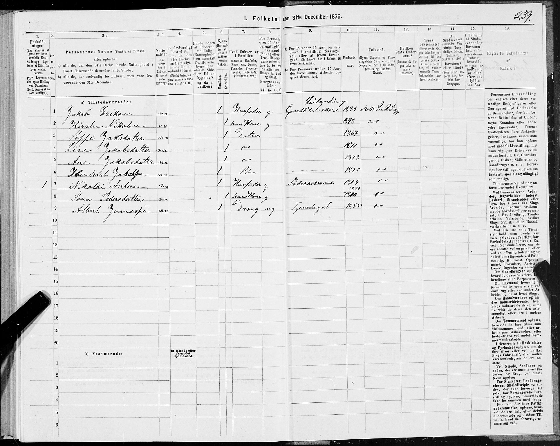 SAT, Folketelling 1875 for 1836P Rødøy prestegjeld, 1875, s. 3239