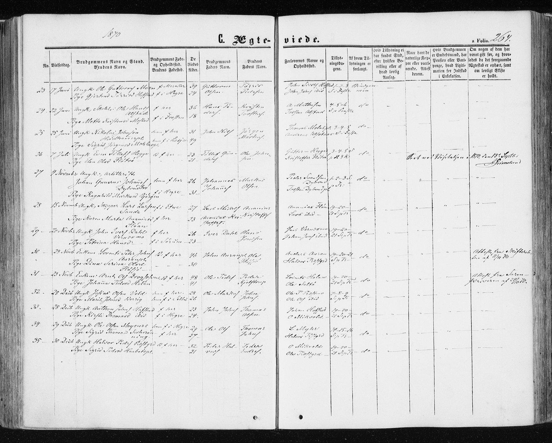 Ministerialprotokoller, klokkerbøker og fødselsregistre - Nord-Trøndelag, AV/SAT-A-1458/709/L0075: Ministerialbok nr. 709A15, 1859-1870, s. 264