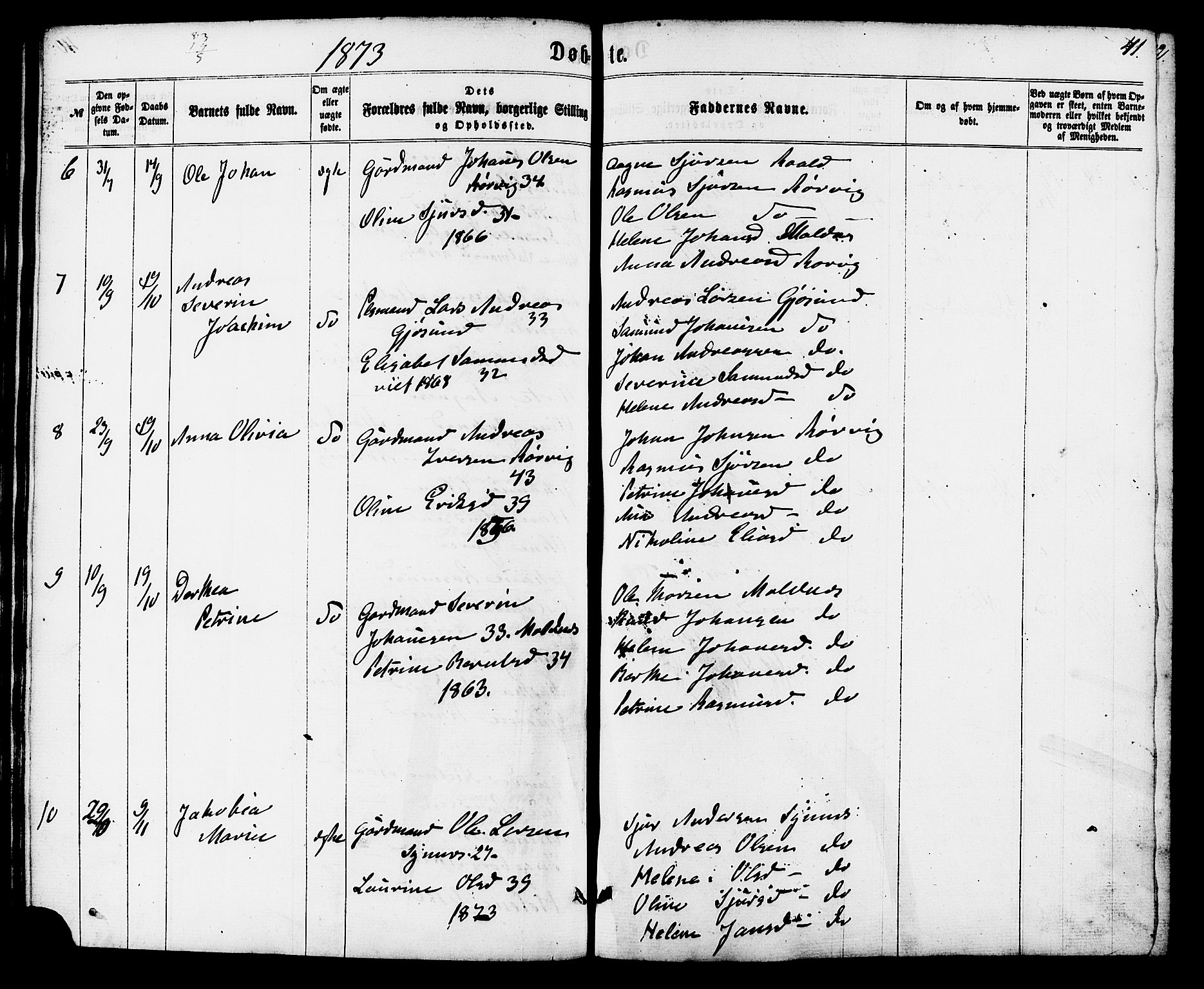 Ministerialprotokoller, klokkerbøker og fødselsregistre - Møre og Romsdal, AV/SAT-A-1454/537/L0518: Ministerialbok nr. 537A02, 1862-1876, s. 41