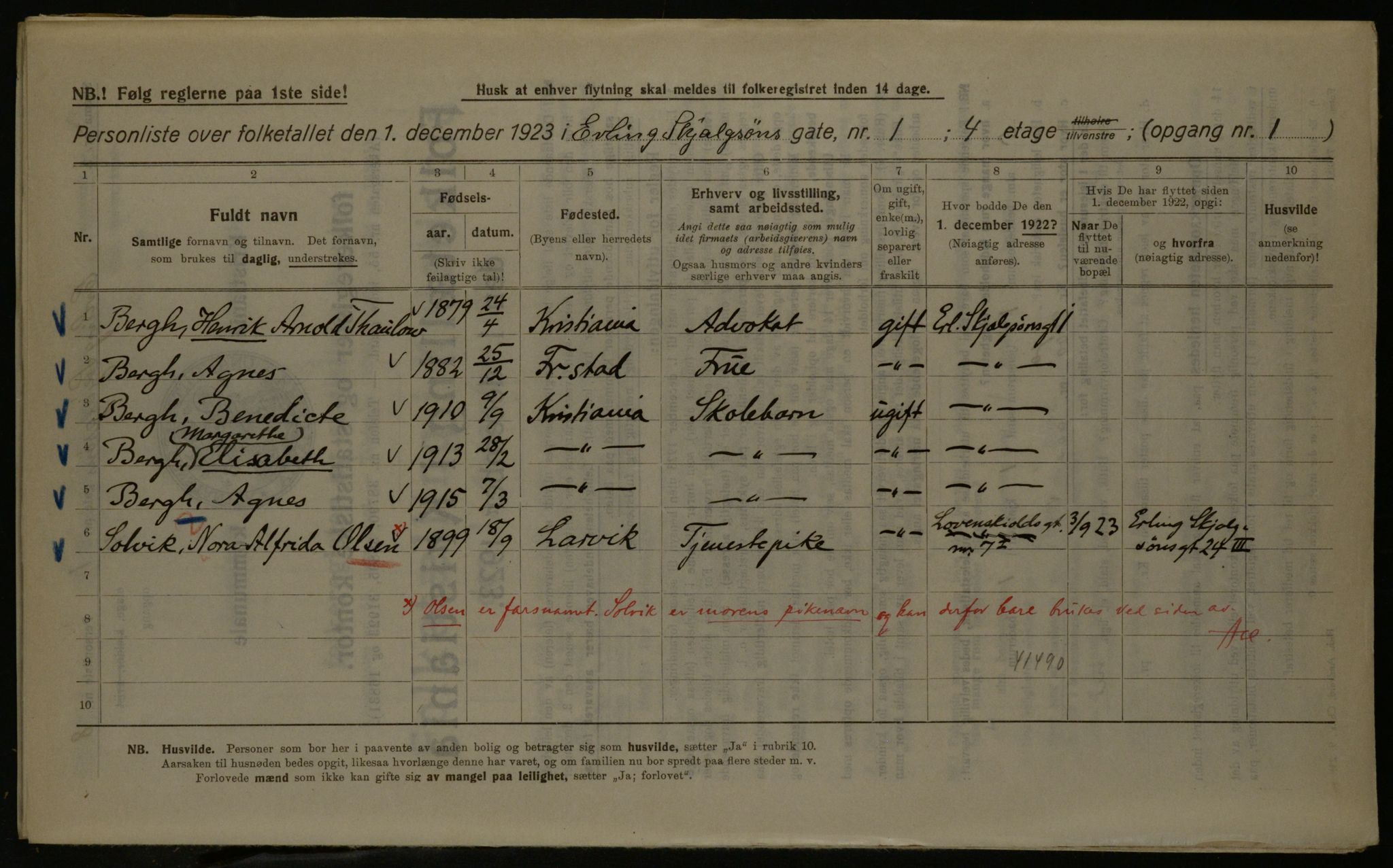 OBA, Kommunal folketelling 1.12.1923 for Kristiania, 1923, s. 24788