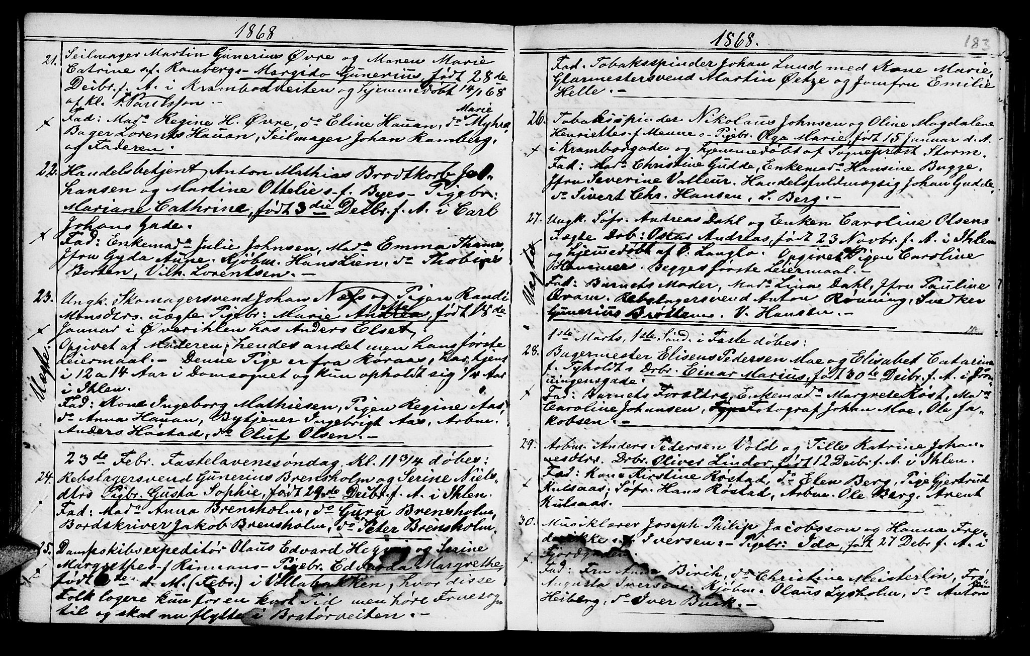 Ministerialprotokoller, klokkerbøker og fødselsregistre - Sør-Trøndelag, SAT/A-1456/602/L0140: Klokkerbok nr. 602C08, 1864-1872, s. 182-183
