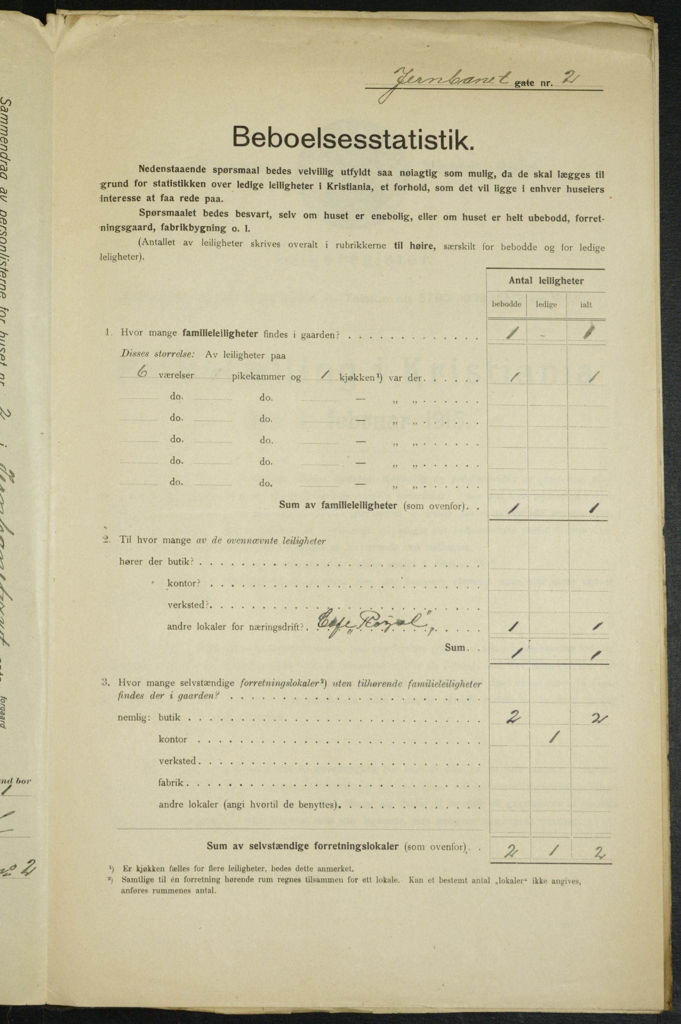 OBA, Kommunal folketelling 1.2.1915 for Kristiania, 1915, s. 46464