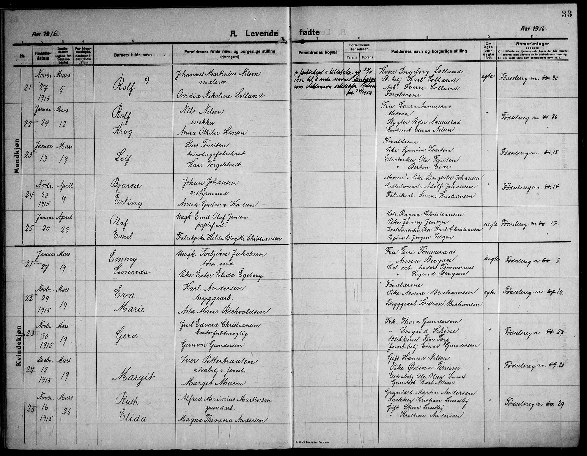 Strømsø kirkebøker, AV/SAKO-A-246/F/Fa/L0029: Ministerialbok nr. I 27, 1915-1930, s. 33