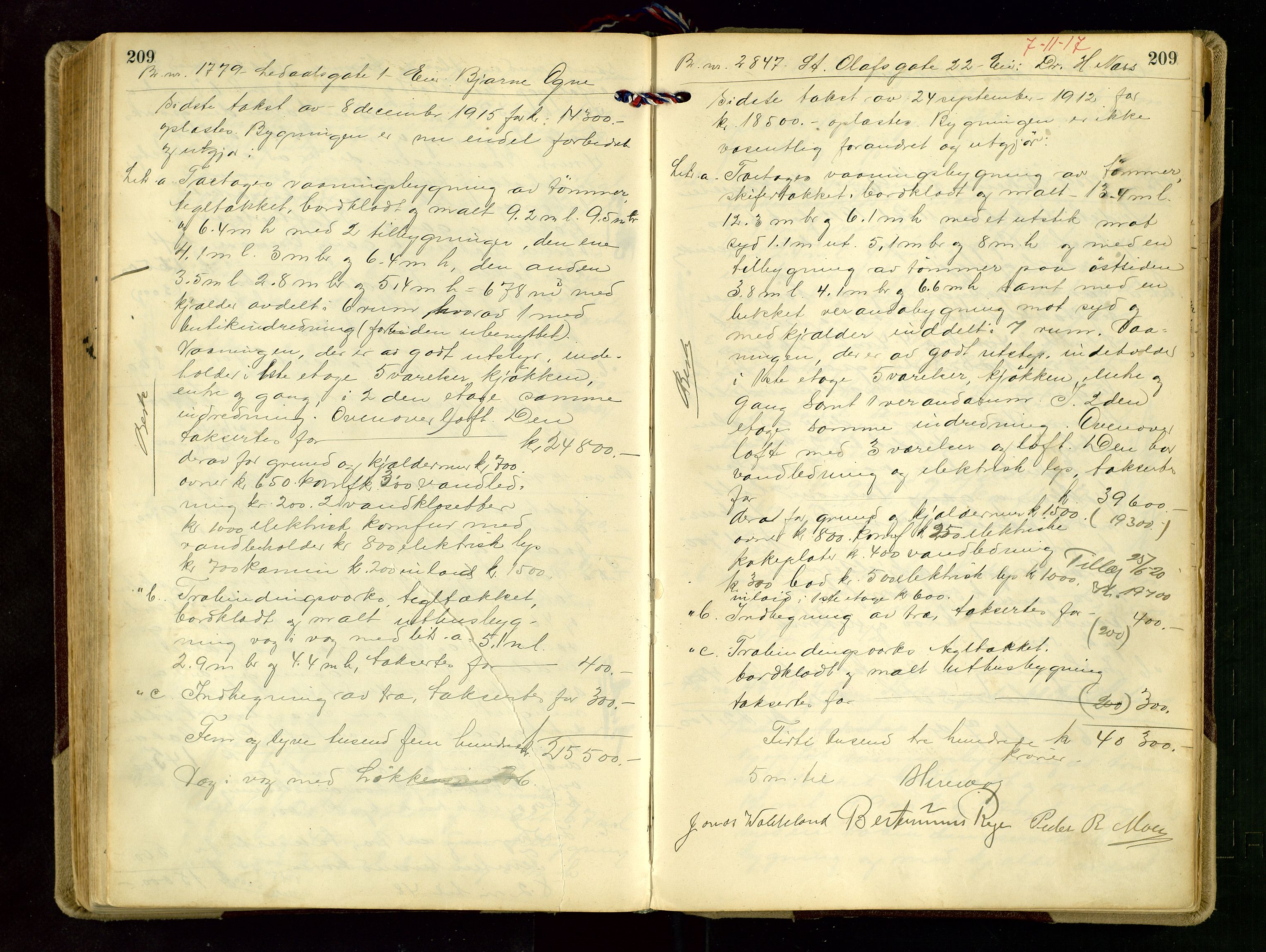 Norges Brannkasse Stavanger, AV/SAST-A-102143/F/Fd/L0015: Branntaksprotokoll nr. 26, 1916-1918, s. 209