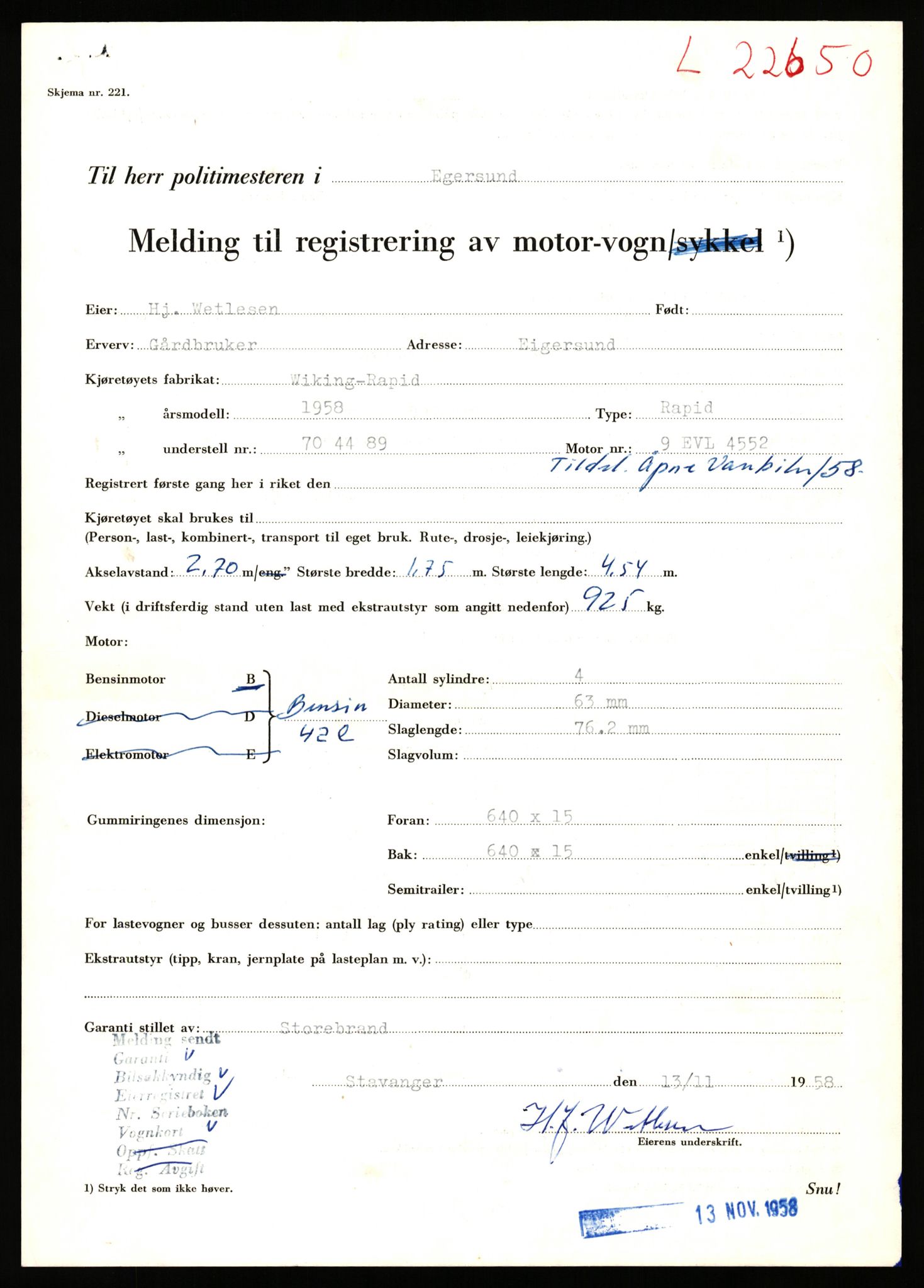 Stavanger trafikkstasjon, AV/SAST-A-101942/0/F/L0039: L-22300 - L-22799, 1930-1971, s. 1457