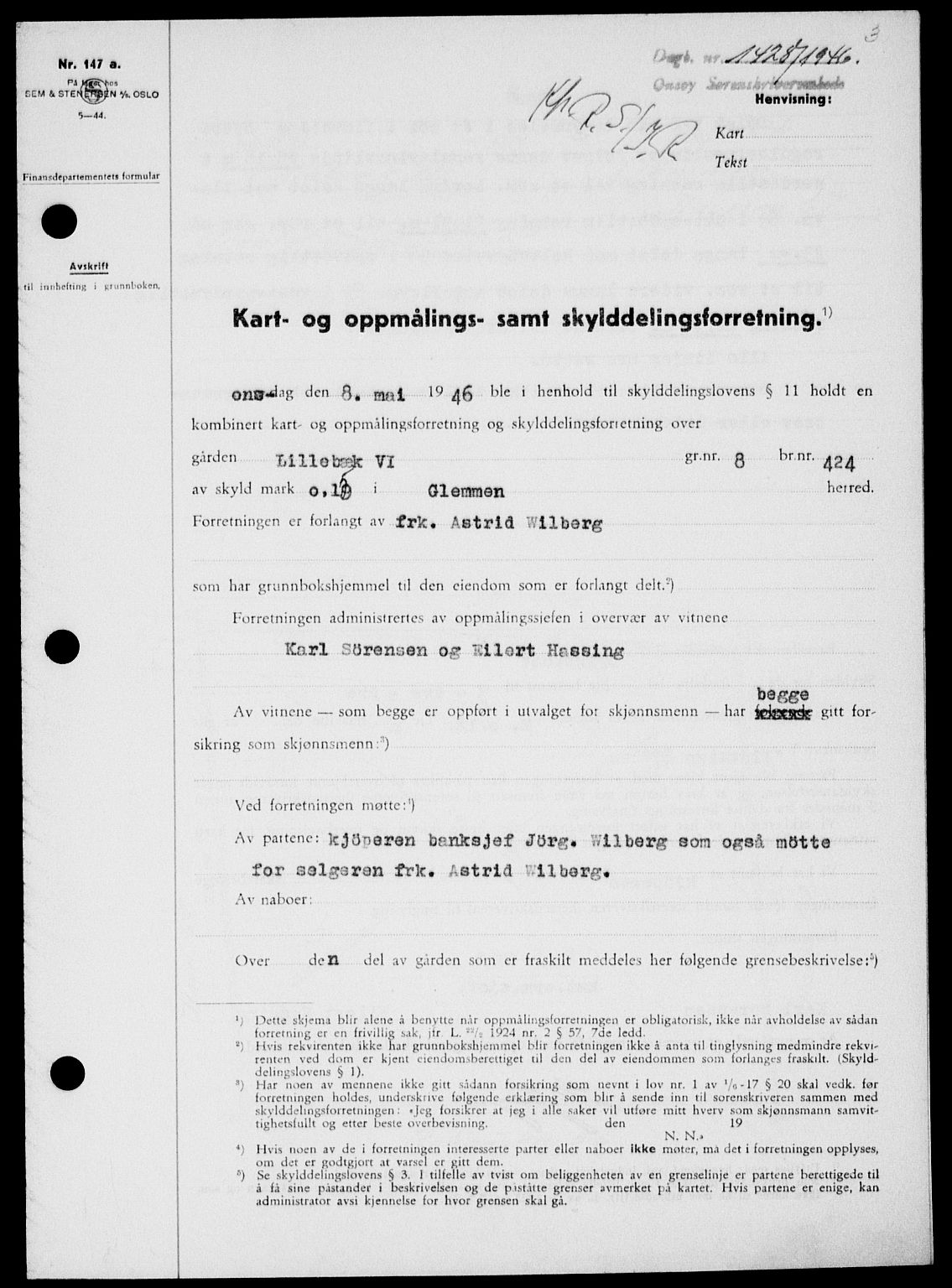 Onsøy sorenskriveri, SAO/A-10474/G/Ga/Gab/L0016: Pantebok nr. II A-16, 1946-1946, Dagboknr: 1428/1946
