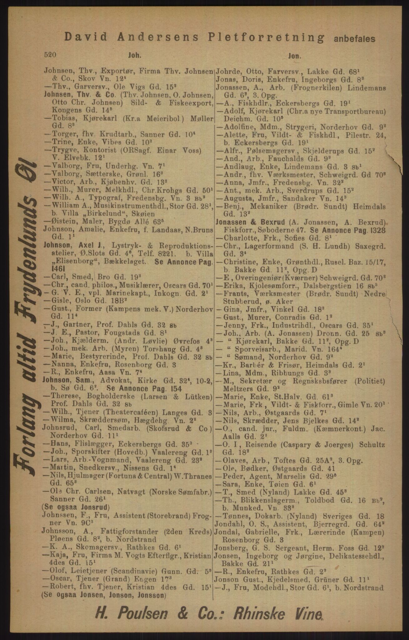 Kristiania/Oslo adressebok, PUBL/-, 1905, s. 520