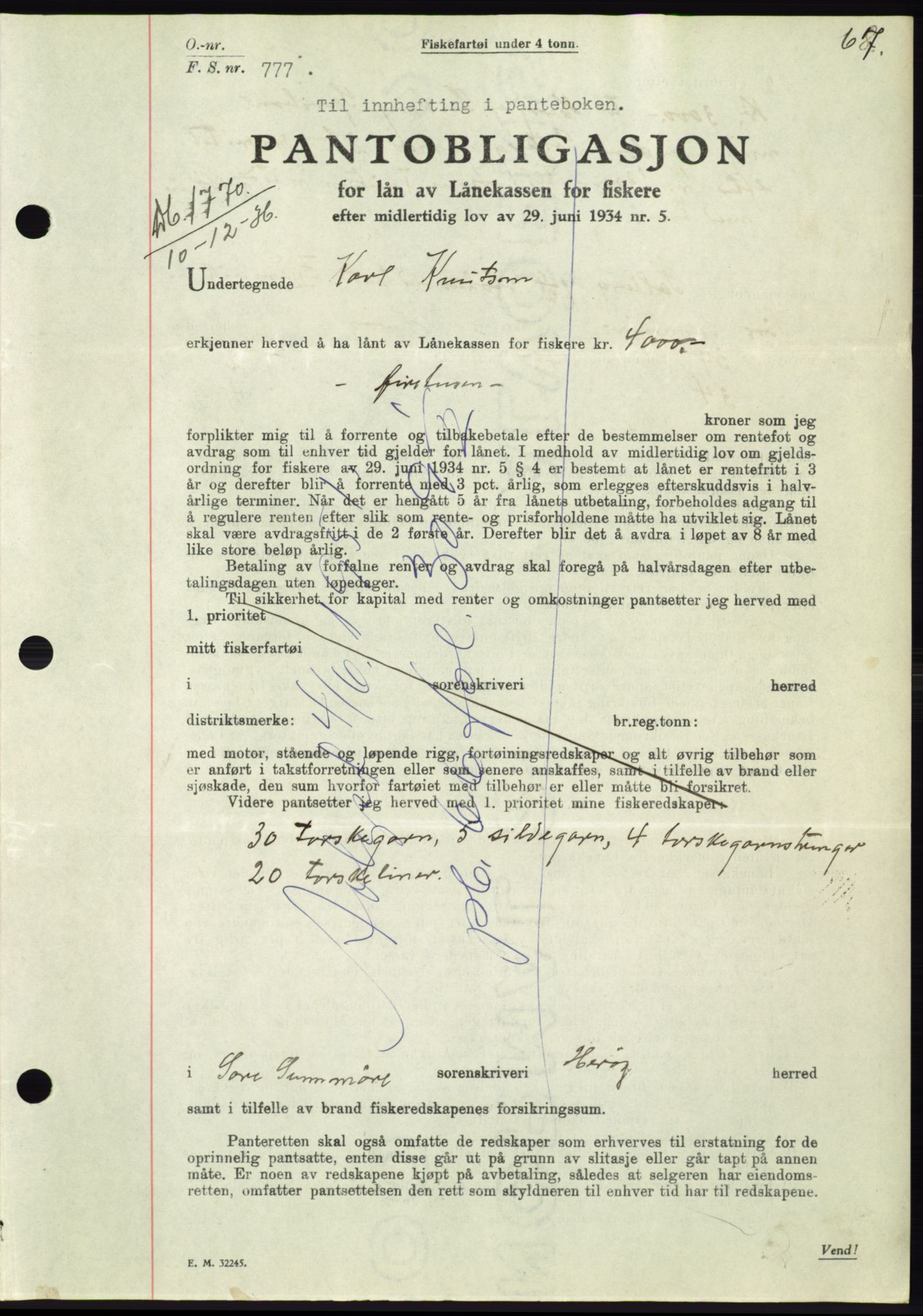 Søre Sunnmøre sorenskriveri, SAT/A-4122/1/2/2C/L0062: Pantebok nr. 56, 1936-1937, Dagboknr: 1770/1936