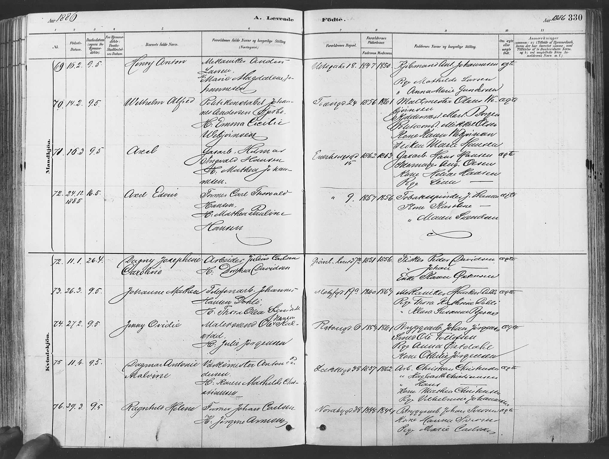 Grønland prestekontor Kirkebøker, SAO/A-10848/F/Fa/L0007: Ministerialbok nr. 7, 1878-1888, s. 330