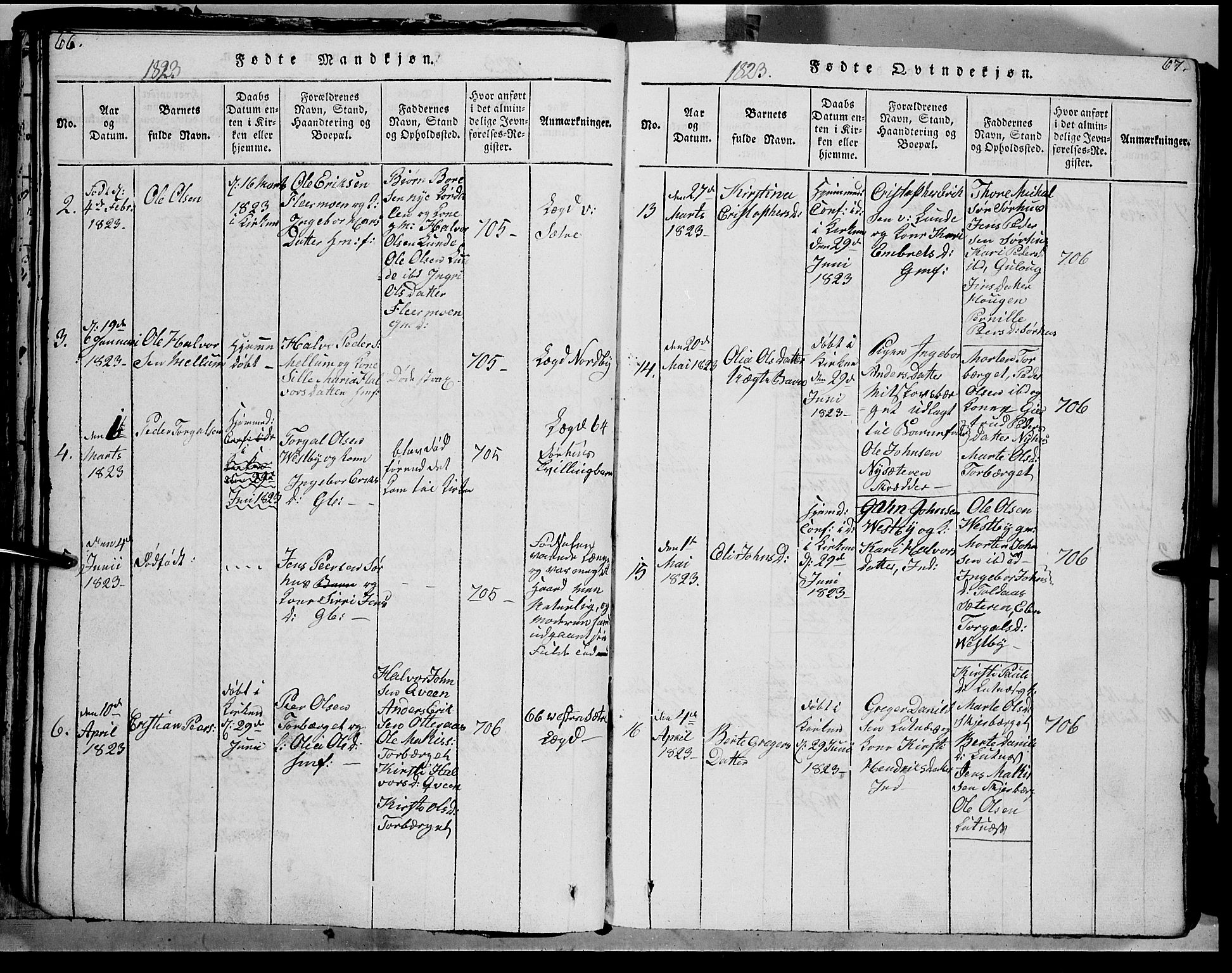 Trysil prestekontor, AV/SAH-PREST-046/H/Ha/Haa/L0003: Ministerialbok nr. 3 /1, 1814-1841, s. 66-67