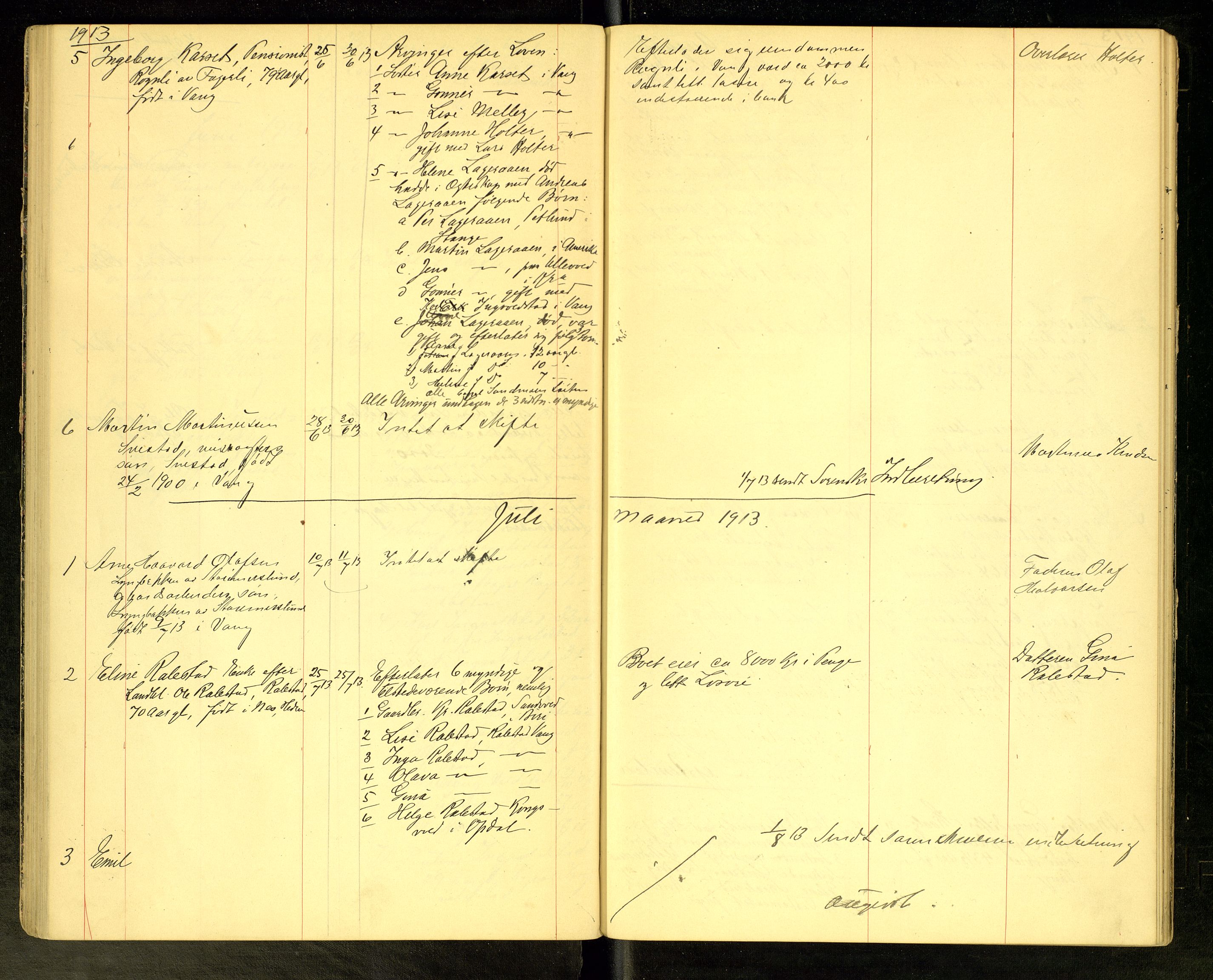 Vang, Hedmark, lensmannskontor, AV/SAH-LHV-018/H/Ha/L0006: Dødsfallsprotokoll, 1908-1915