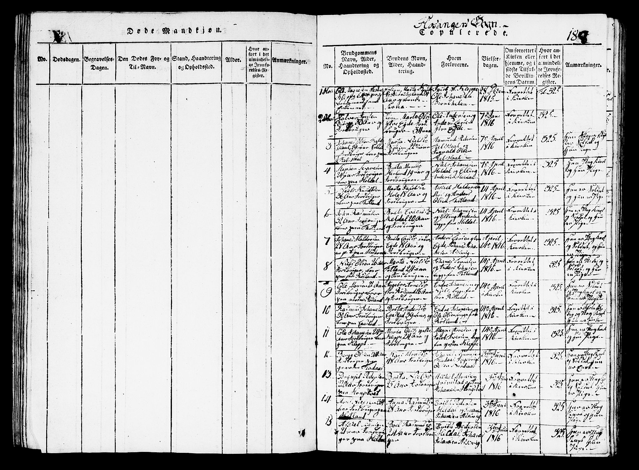 Hosanger sokneprestembete, AV/SAB-A-75801/H/Hab: Klokkerbok nr. A 1 /1, 1816-1856, s. 188