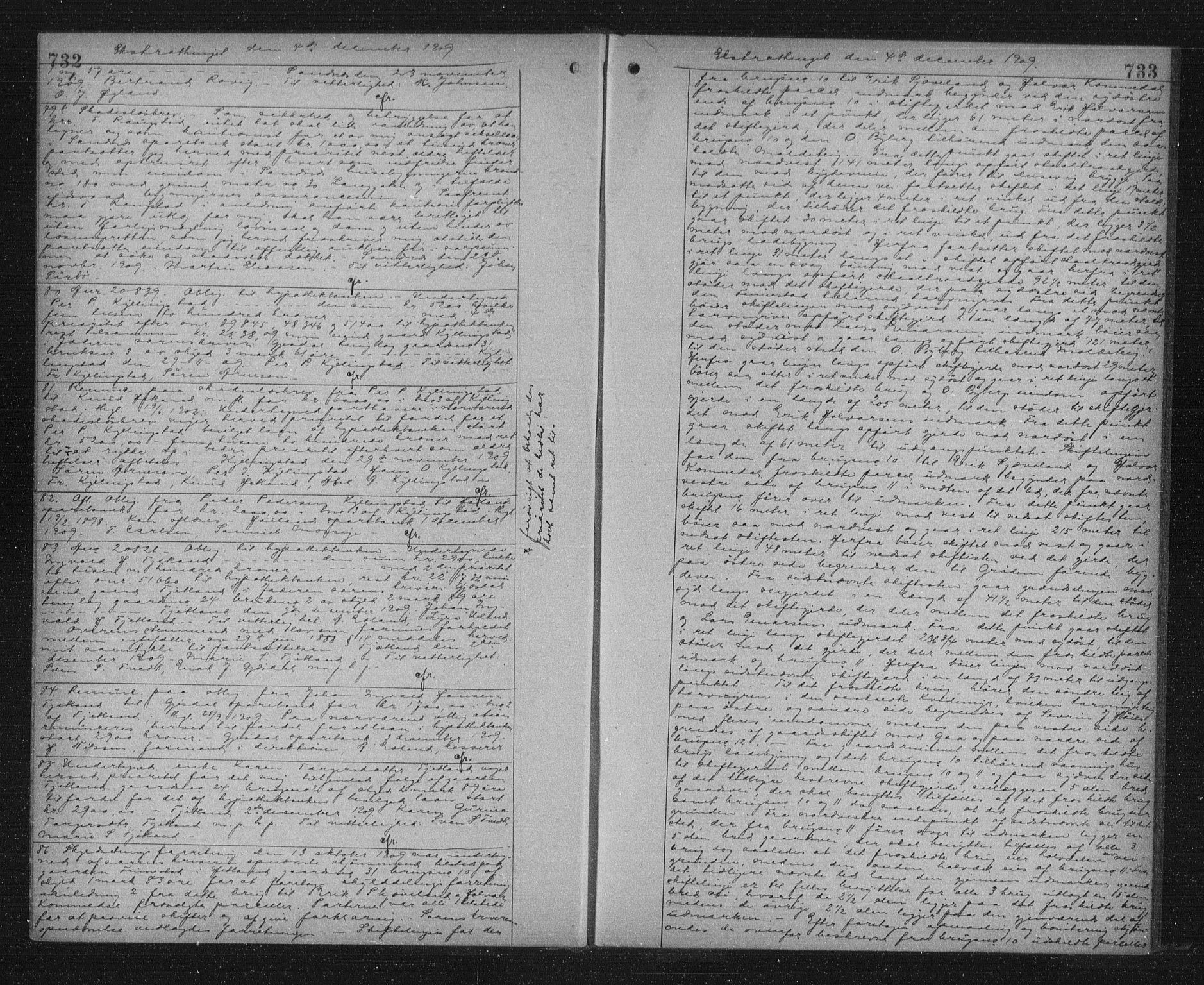 Jæren sorenskriveri, AV/SAST-A-100310/01/4/41/41BF/L0022: Pantebok nr. 26, 1908-1910, s. 732-733