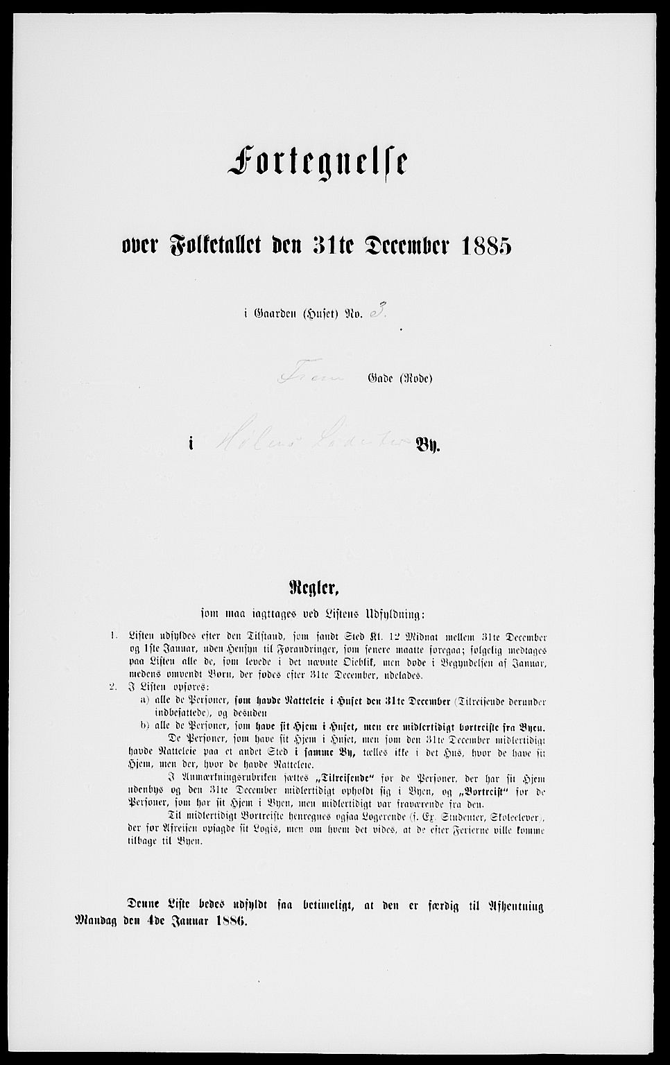 RA, Folketelling 1885 for 0204 Hølen ladested, 1885, s. 5