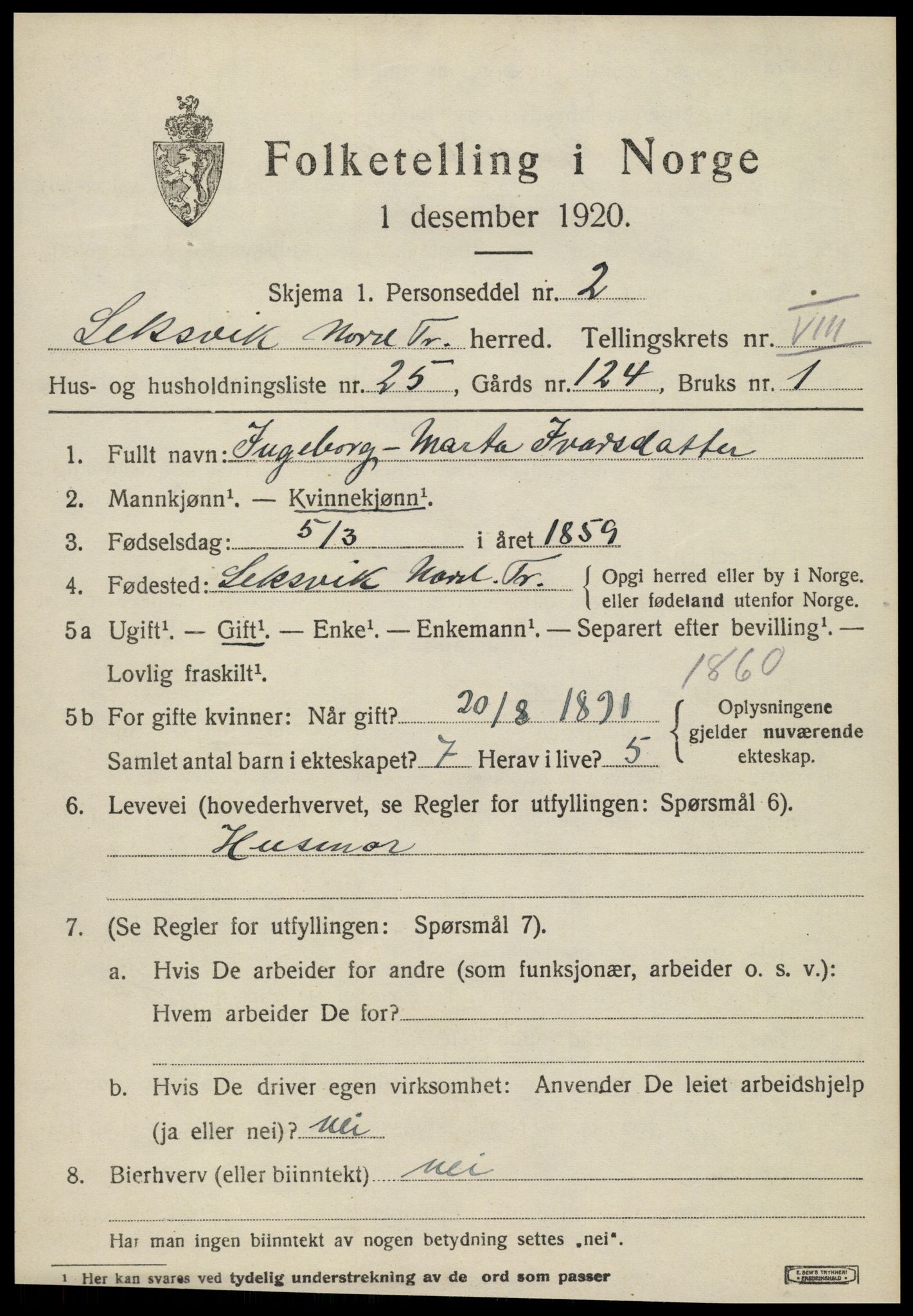 SAT, Folketelling 1920 for 1718 Leksvik herred, 1920, s. 6822