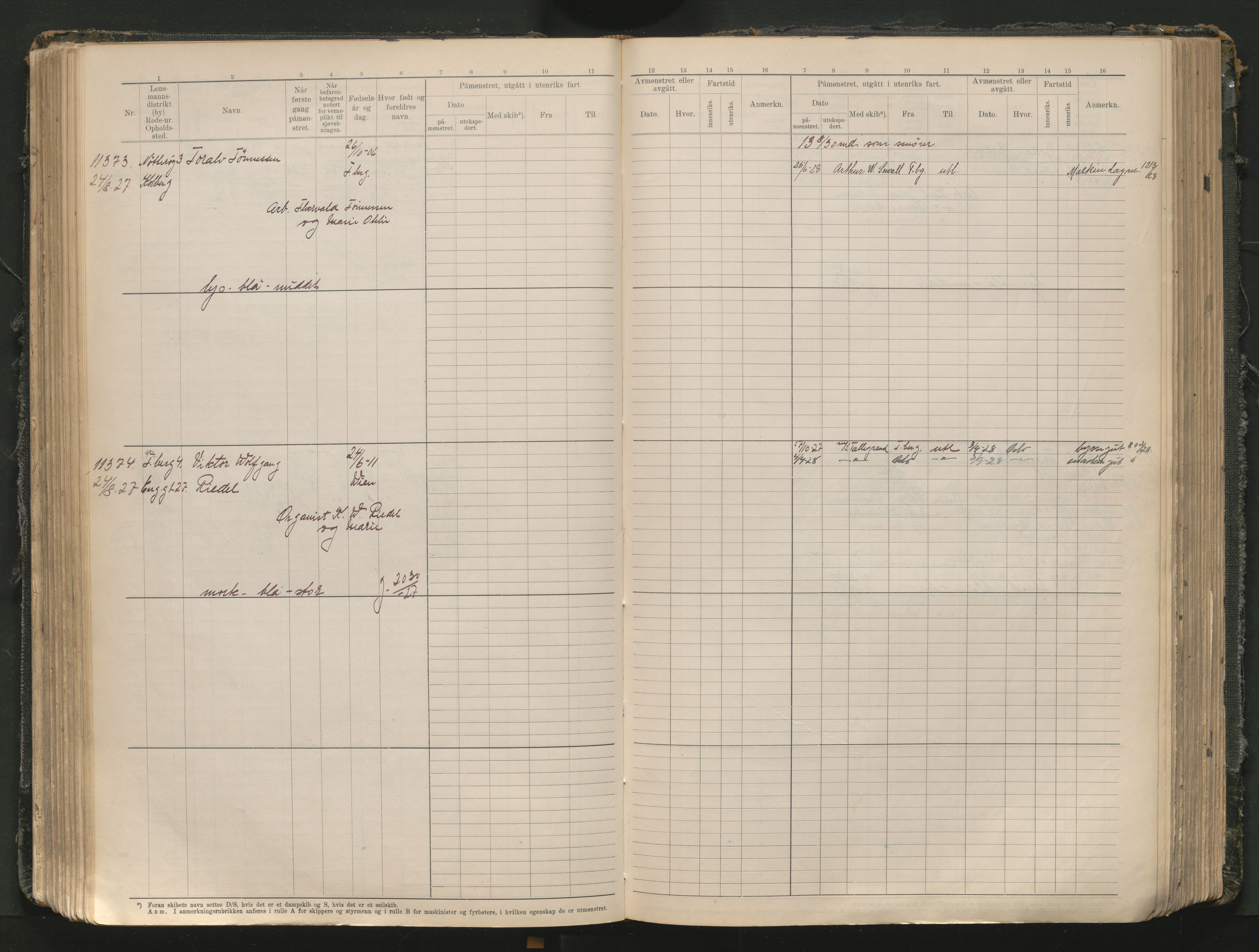 Tønsberg innrulleringskontor, AV/SAKO-A-786/F/Fc/Fcb/L0012: Hovedrulle Patent nr. 10828-12216, 1925-1948
