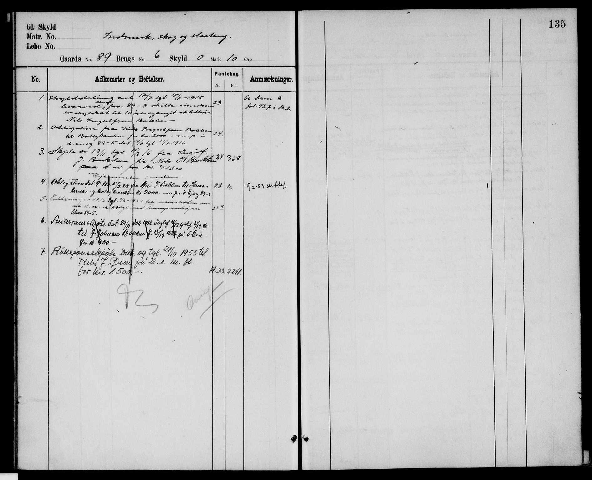 Nord-Østerdal tingrett, AV/SAH-TING-020/H/Ha/Hah/L0052: Panteregister nr. 5, 1905, s. 135