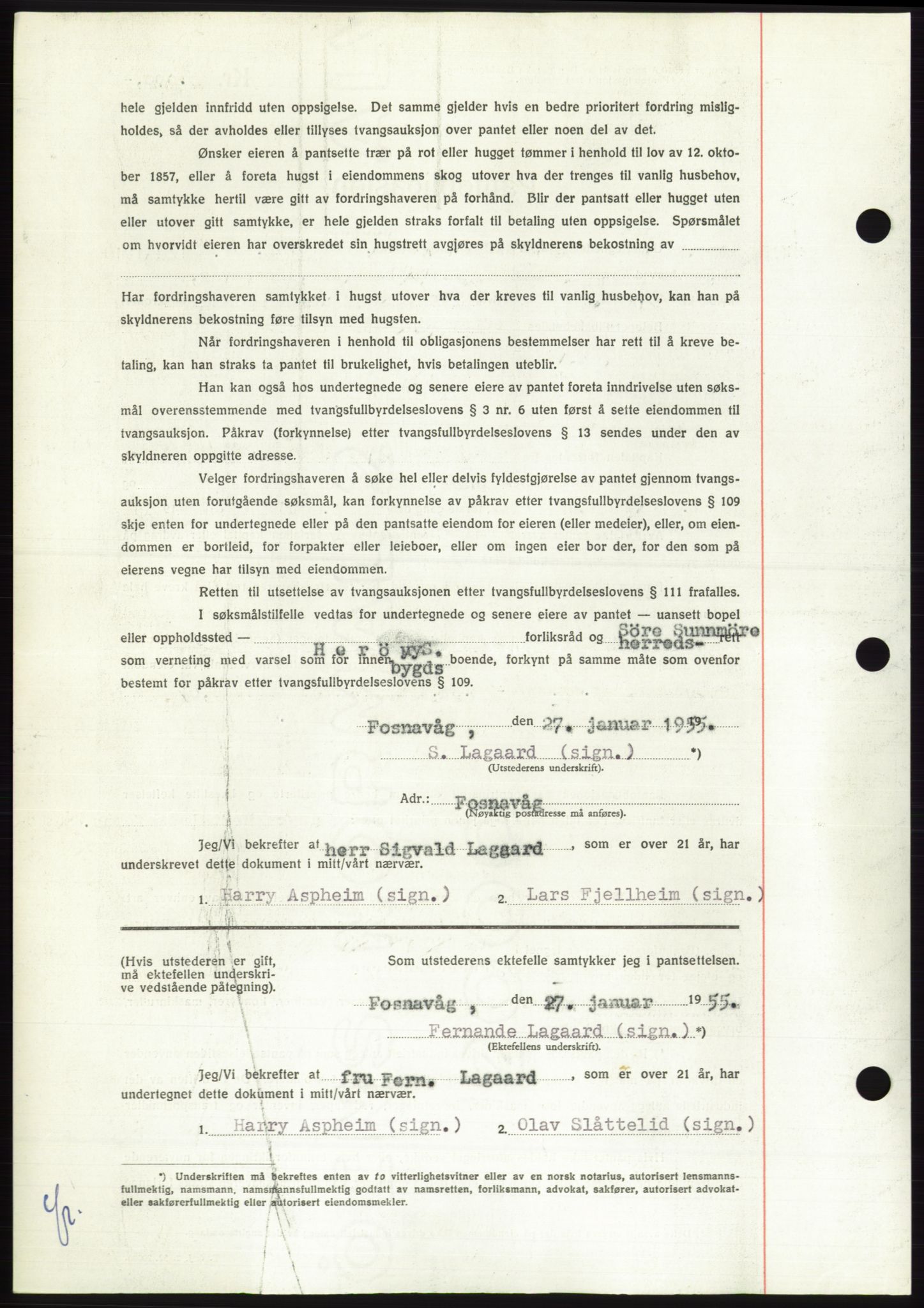 Søre Sunnmøre sorenskriveri, AV/SAT-A-4122/1/2/2C/L0126: Pantebok nr. 14B, 1954-1955, Dagboknr: 610/1955
