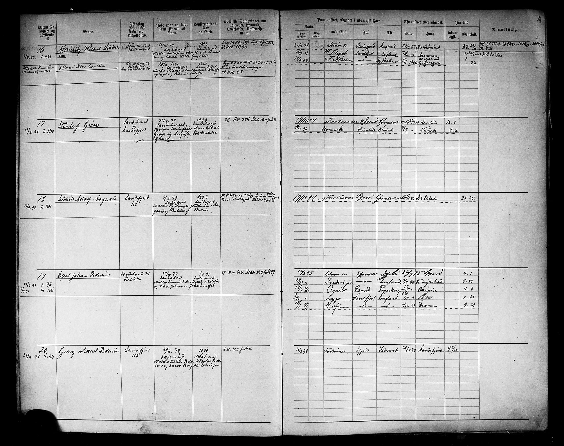 Sandefjord innrulleringskontor, AV/SAKO-A-788/F/Fa/L0005: Annotasjonsrulle, 1894-1911, s. 6