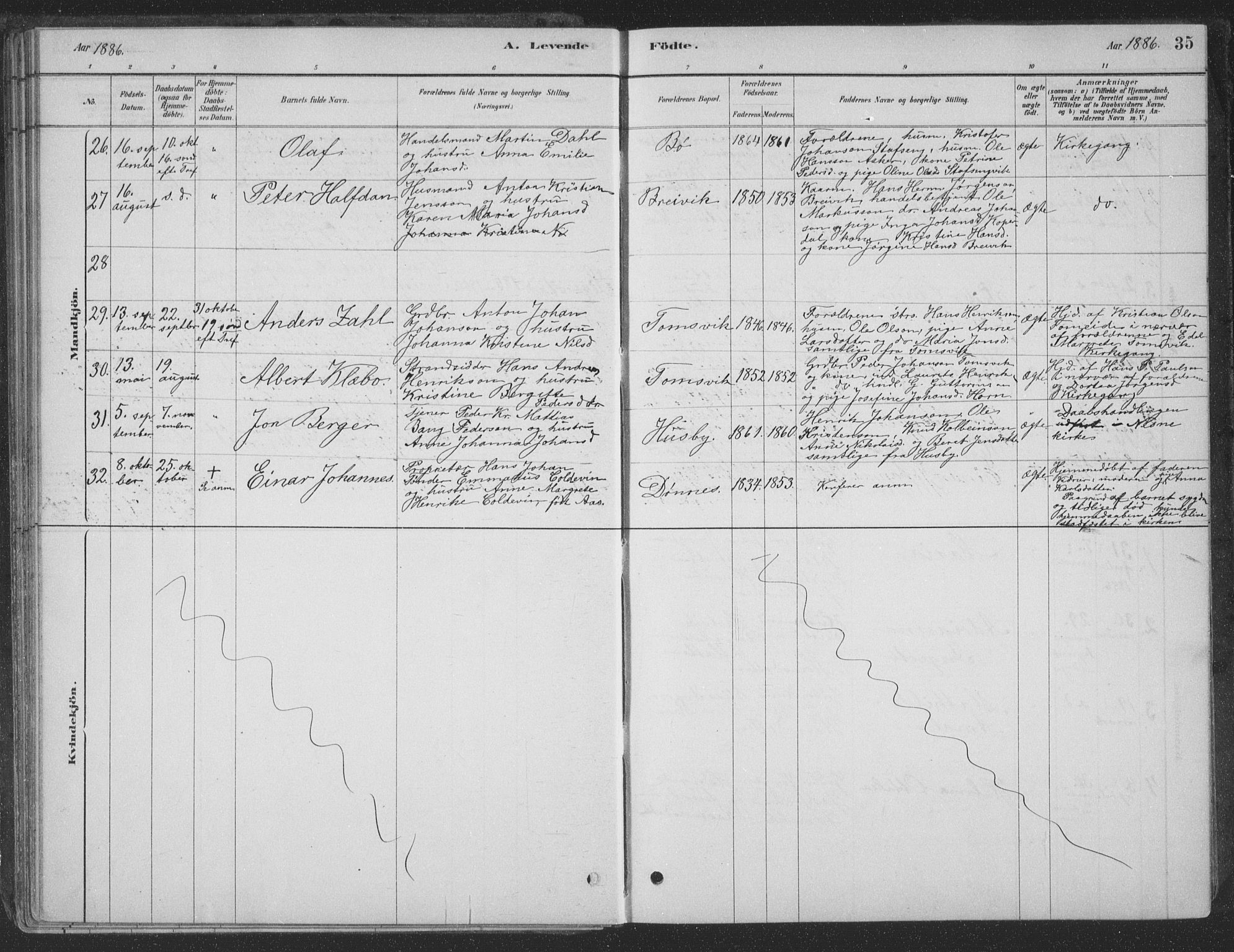 Ministerialprotokoller, klokkerbøker og fødselsregistre - Nordland, AV/SAT-A-1459/835/L0532: Klokkerbok nr. 835C04, 1880-1905, s. 35