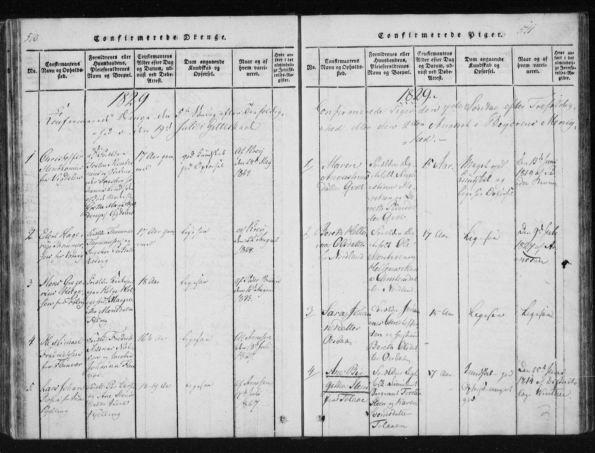 Ministerialprotokoller, klokkerbøker og fødselsregistre - Nordland, AV/SAT-A-1459/805/L0096: Ministerialbok nr. 805A03, 1820-1837, s. 510-511