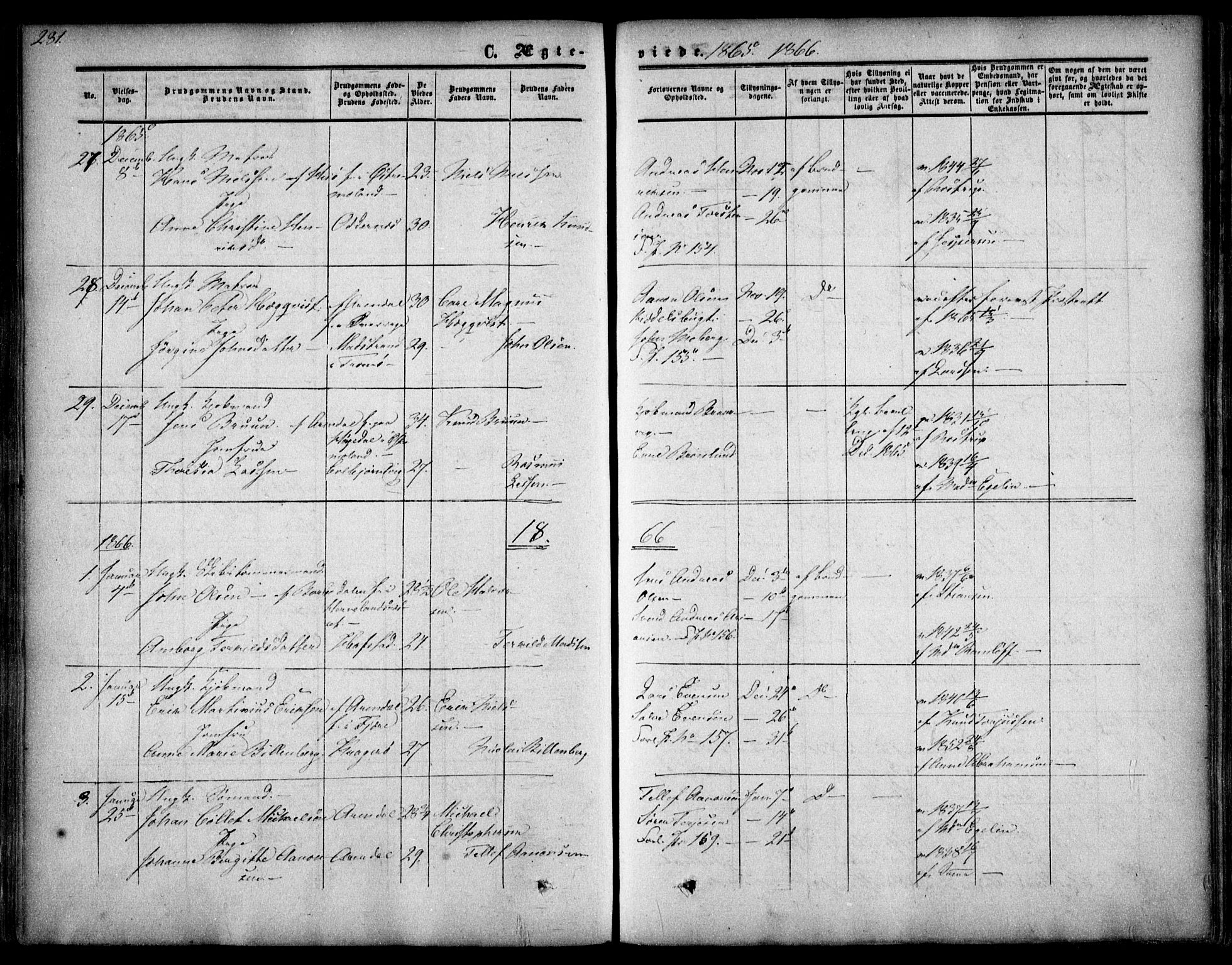 Arendal sokneprestkontor, Trefoldighet, AV/SAK-1111-0040/F/Fa/L0006: Ministerialbok nr. A 6, 1855-1868, s. 281