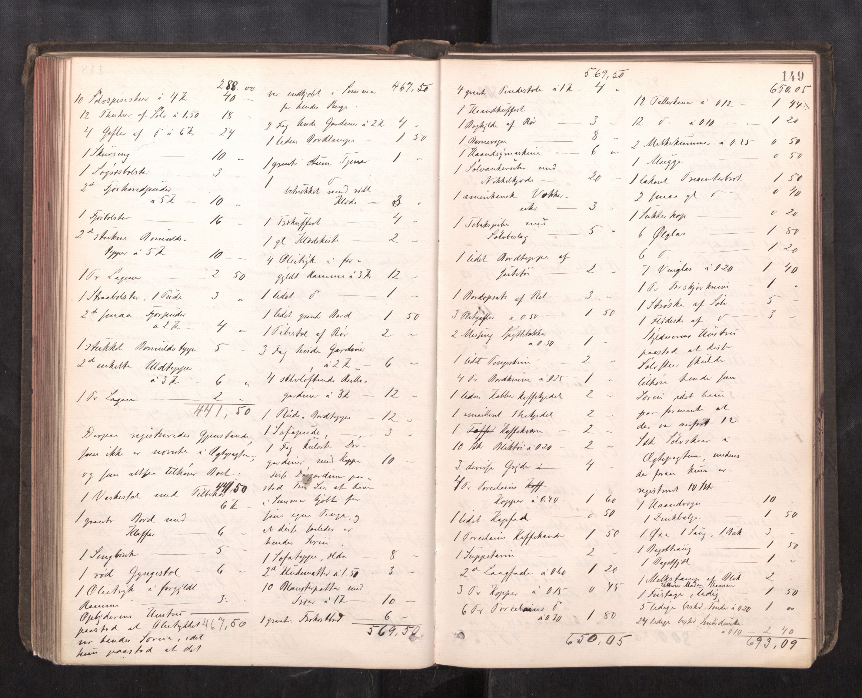 Trondheim byfogd, AV/SAT-A-0003/1/3/3C/L0013: Skifteregistreringsprotokoll - 19/7-14/8. (u/ register), 1887-1893, s. 149