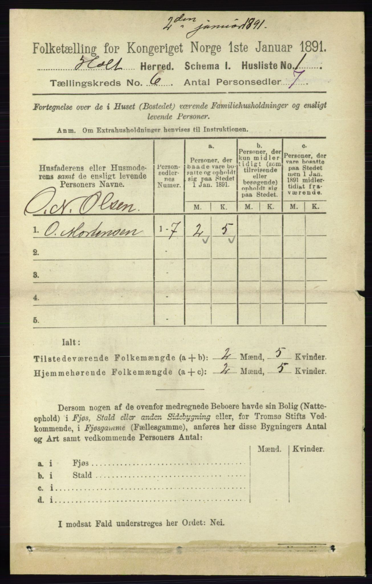 RA, Folketelling 1891 for 0914 Holt herred, 1891, s. 2935