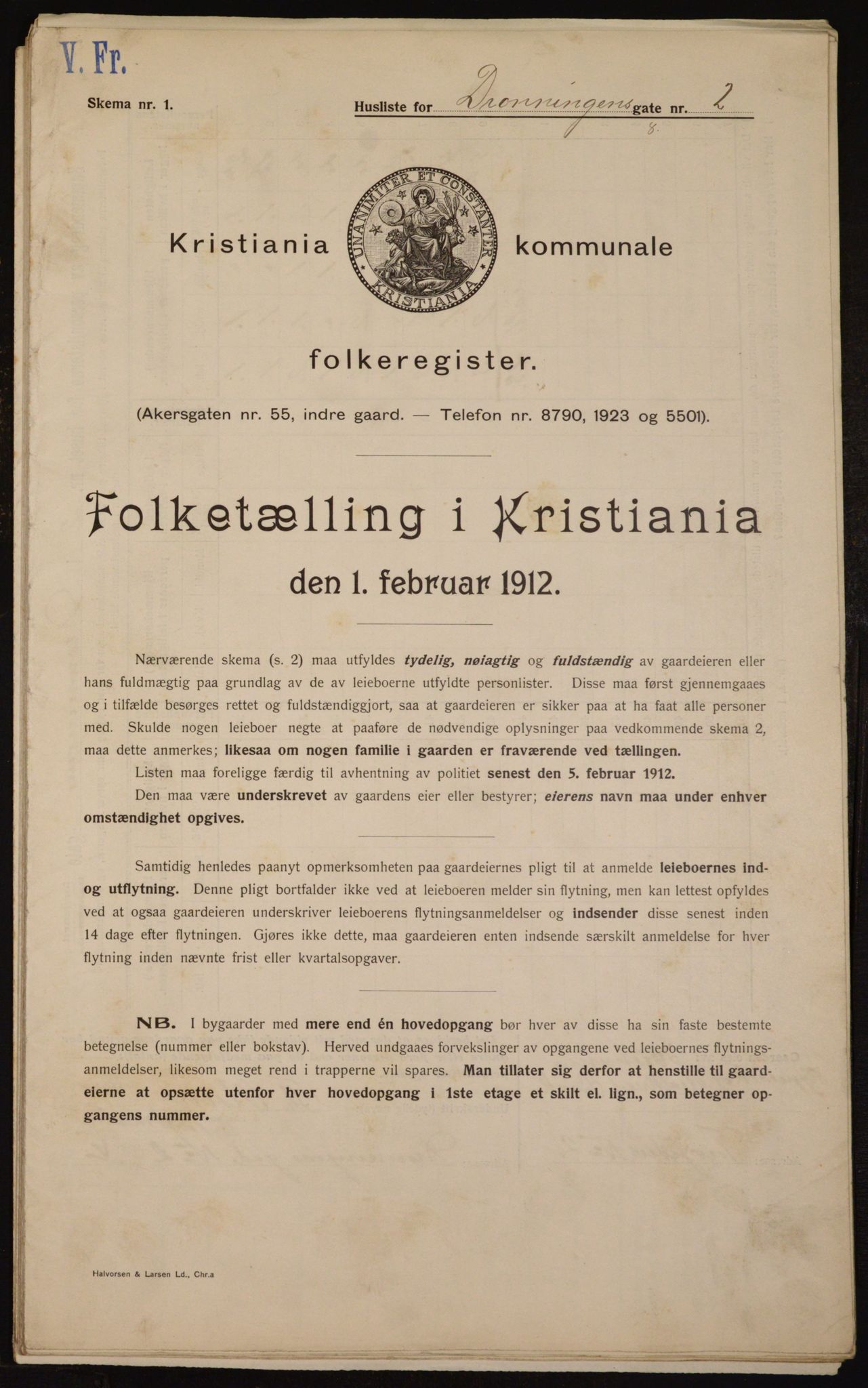 OBA, Kommunal folketelling 1.2.1912 for Kristiania, 1912, s. 17100