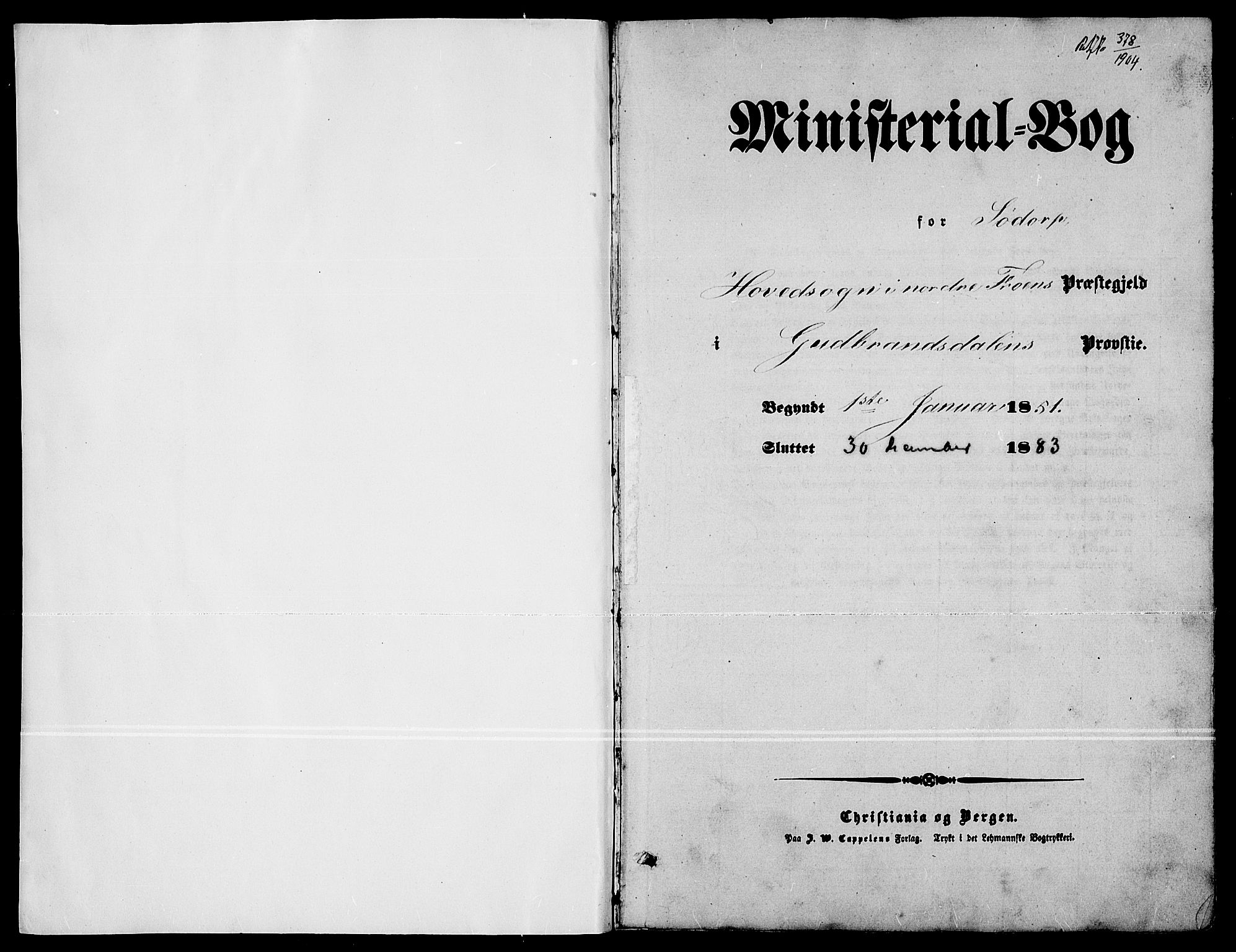 Nord-Fron prestekontor, SAH/PREST-080/H/Ha/Hab/L0001: Klokkerbok nr. 1, 1851-1883