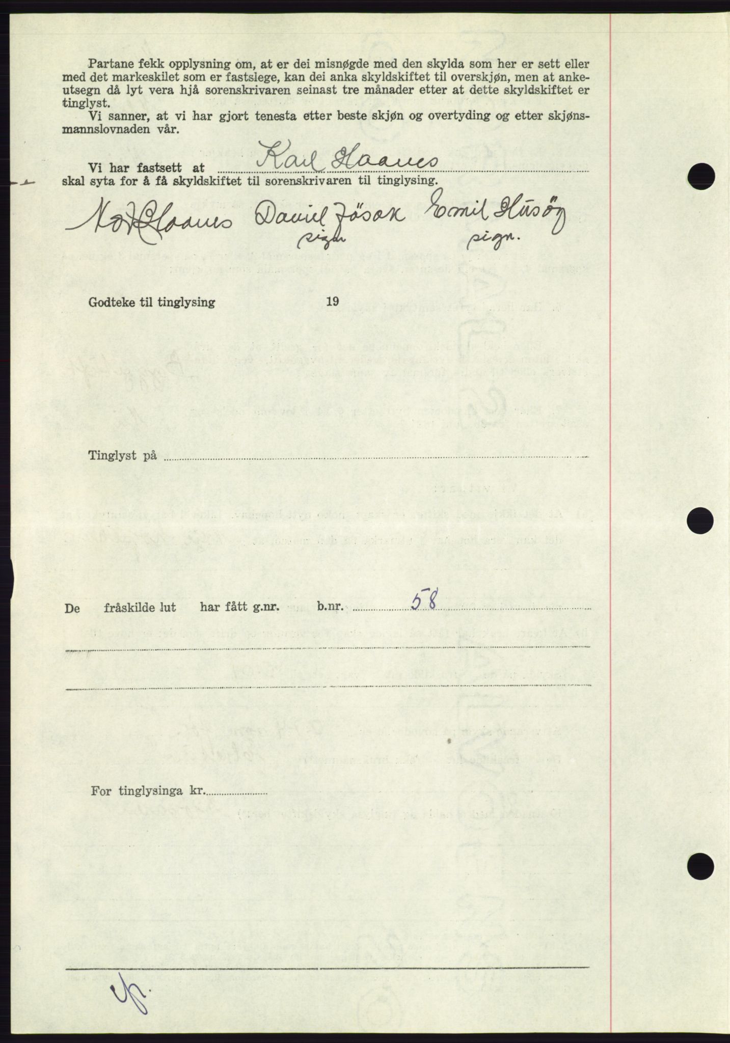 Søre Sunnmøre sorenskriveri, AV/SAT-A-4122/1/2/2C/L0099: Pantebok nr. 25A, 1954-1954, Dagboknr: 3306/1954