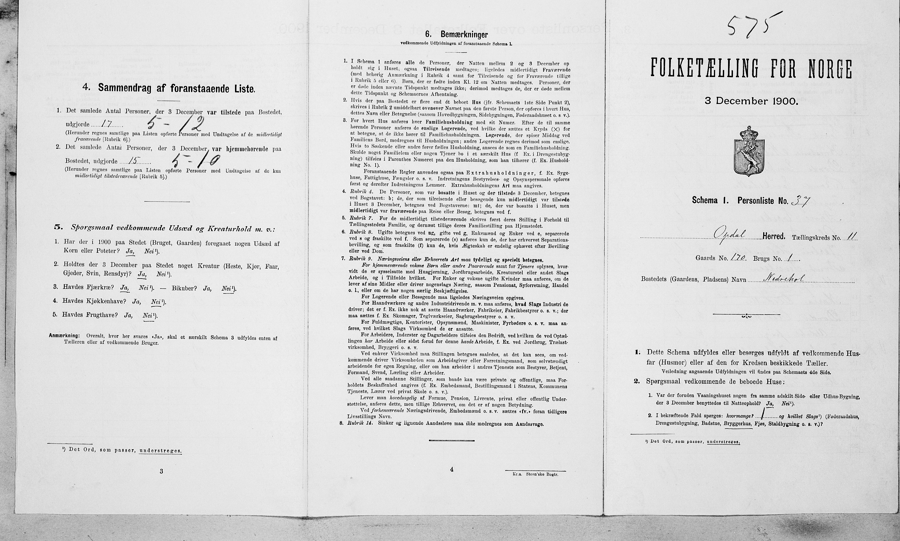 SAT, Folketelling 1900 for 1634 Oppdal herred, 1900, s. 920