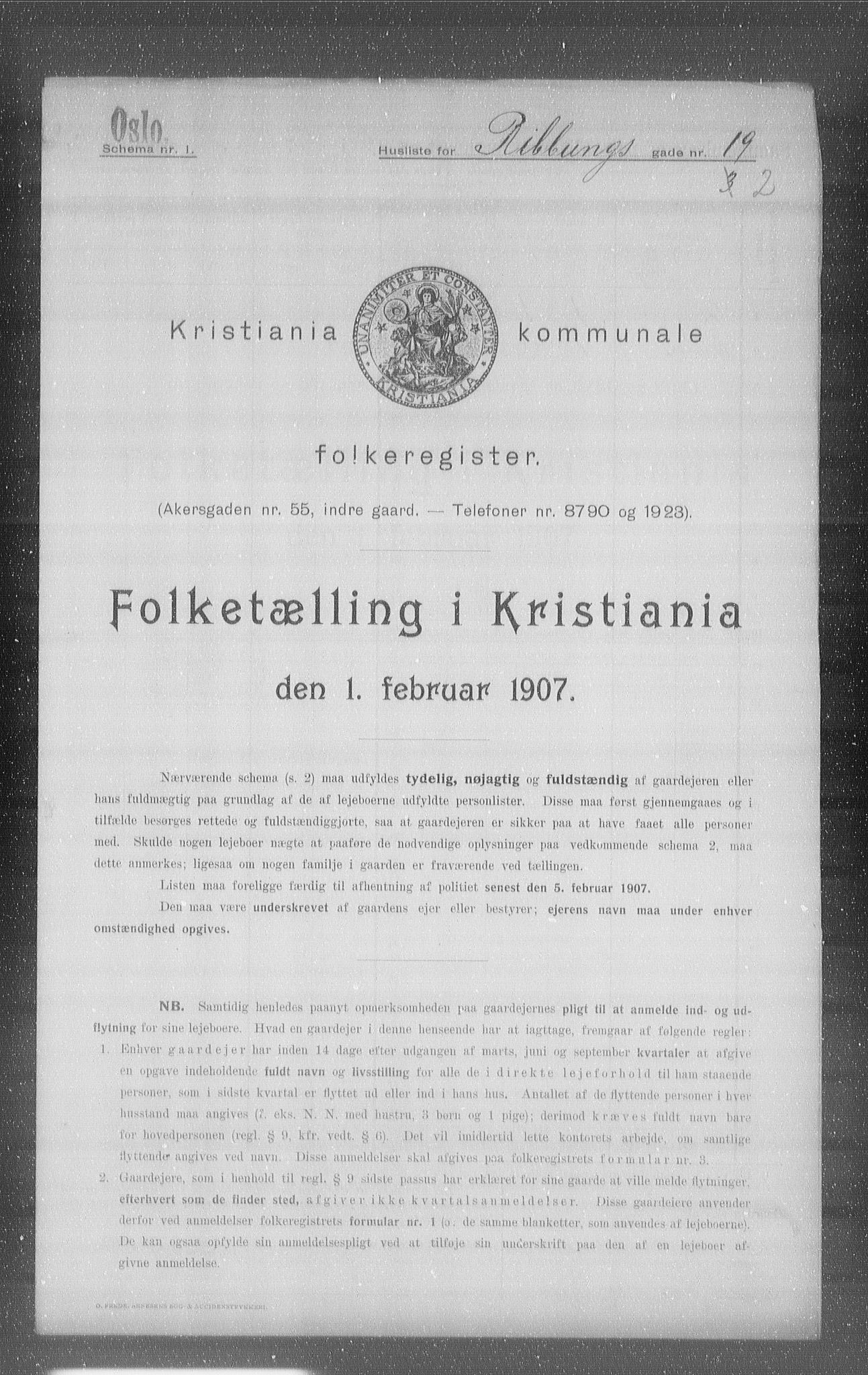 OBA, Kommunal folketelling 1.2.1907 for Kristiania kjøpstad, 1907, s. 42352