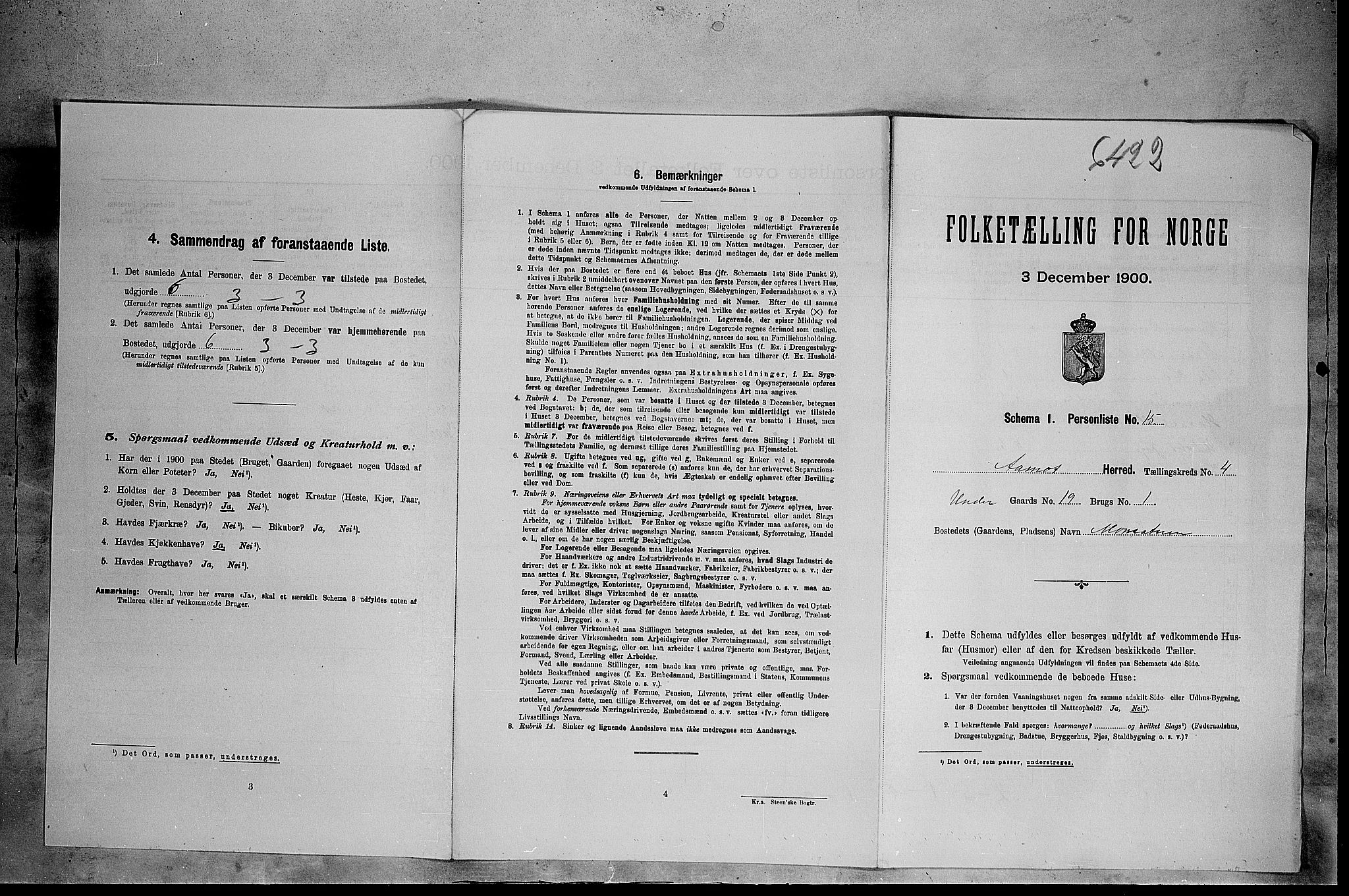 SAH, Folketelling 1900 for 0429 Åmot herred, 1900, s. 496