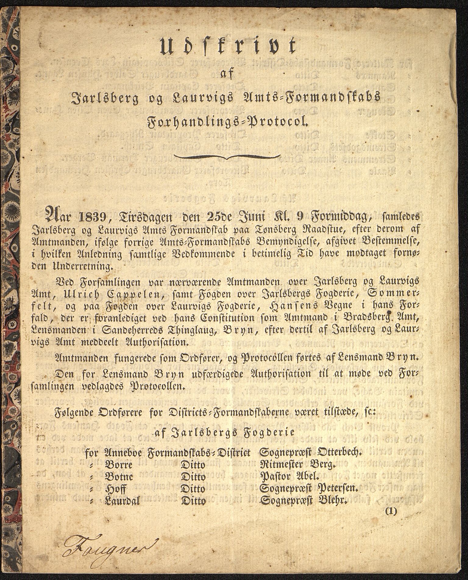 Vestfold fylkeskommune. Fylkestinget, VEMU/A-1315/A/Ab/Abb/L0001/0002: Fylkestingsforhandlinger / Fylkestingsforhandling, 1839