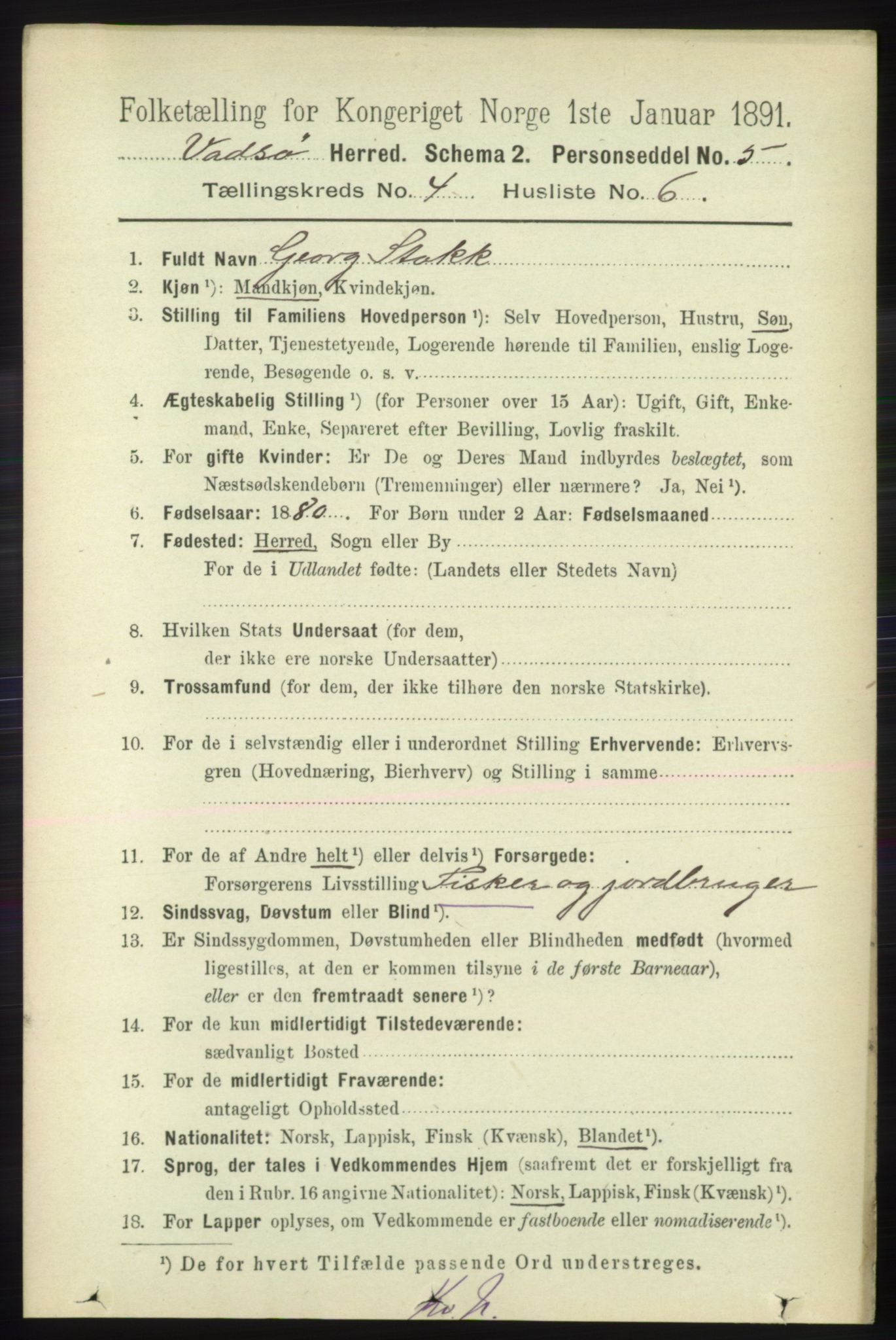 RA, Folketelling 1891 for 2029 Vadsø herred, 1891, s. 1236