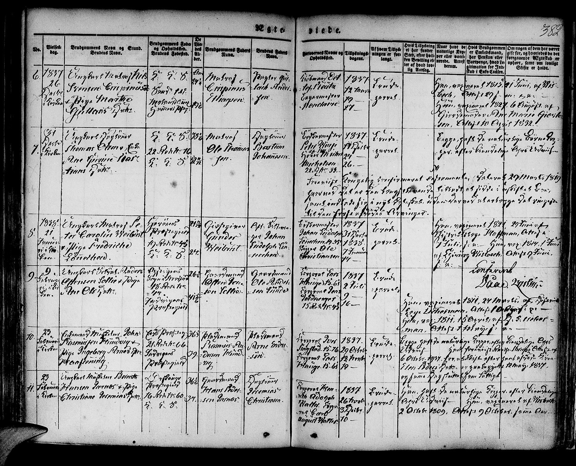 Korskirken sokneprestembete, AV/SAB-A-76101/H/Hab: Klokkerbok nr. A 5II, 1831-1844, s. 382
