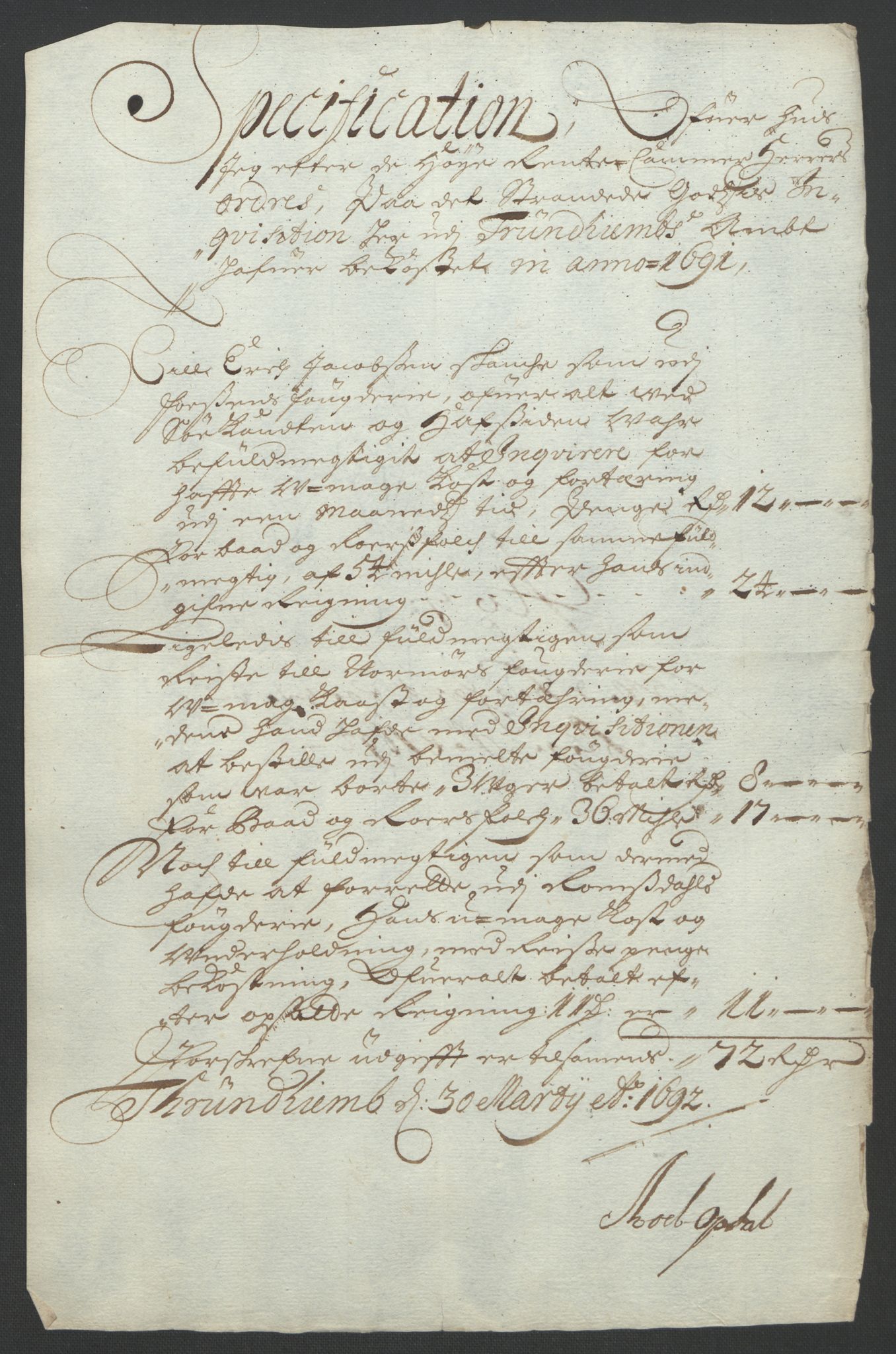 Rentekammeret inntil 1814, Reviderte regnskaper, Fogderegnskap, RA/EA-4092/R57/L3849: Fogderegnskap Fosen, 1692-1693, s. 246